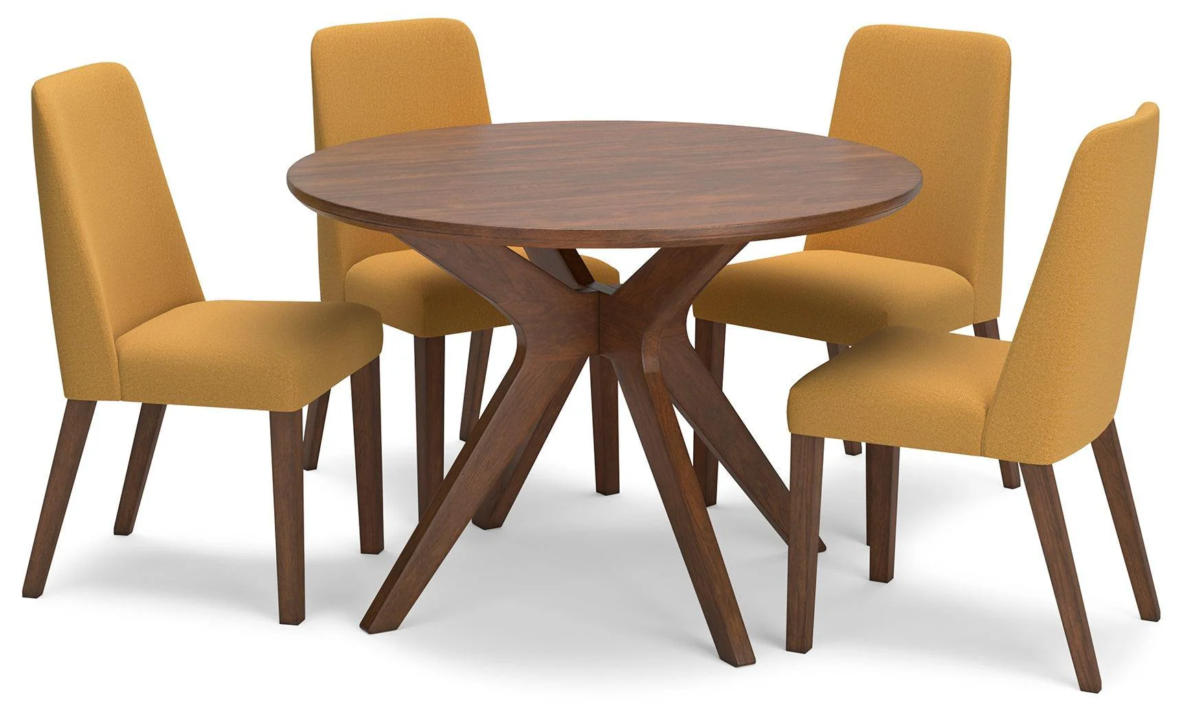 Lyncott Mustard Brown Dining Table And 4 Chairs - Image 2