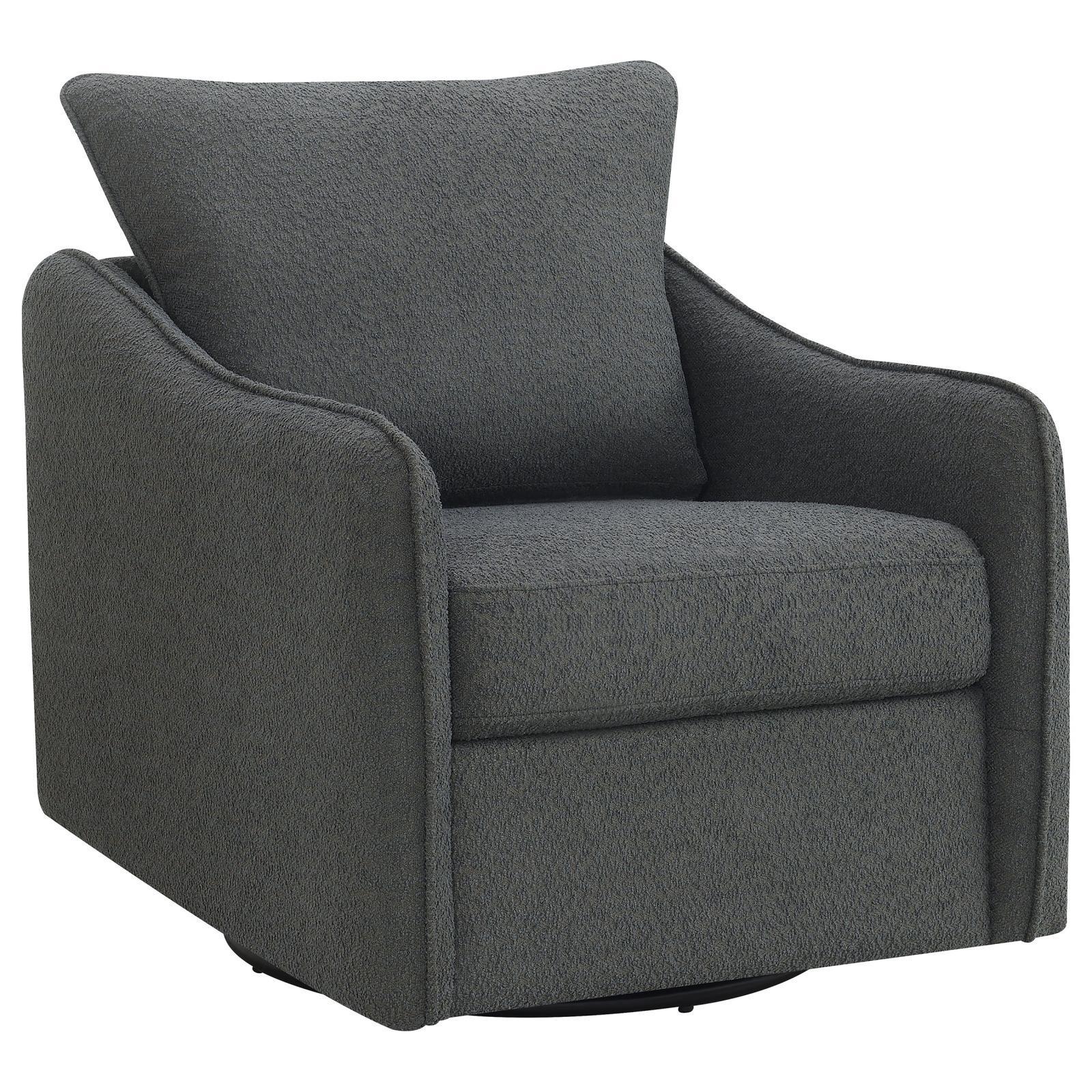 Madia Boucle Upholstered Swivel Glider Chair Charcoal Grey - Image 1