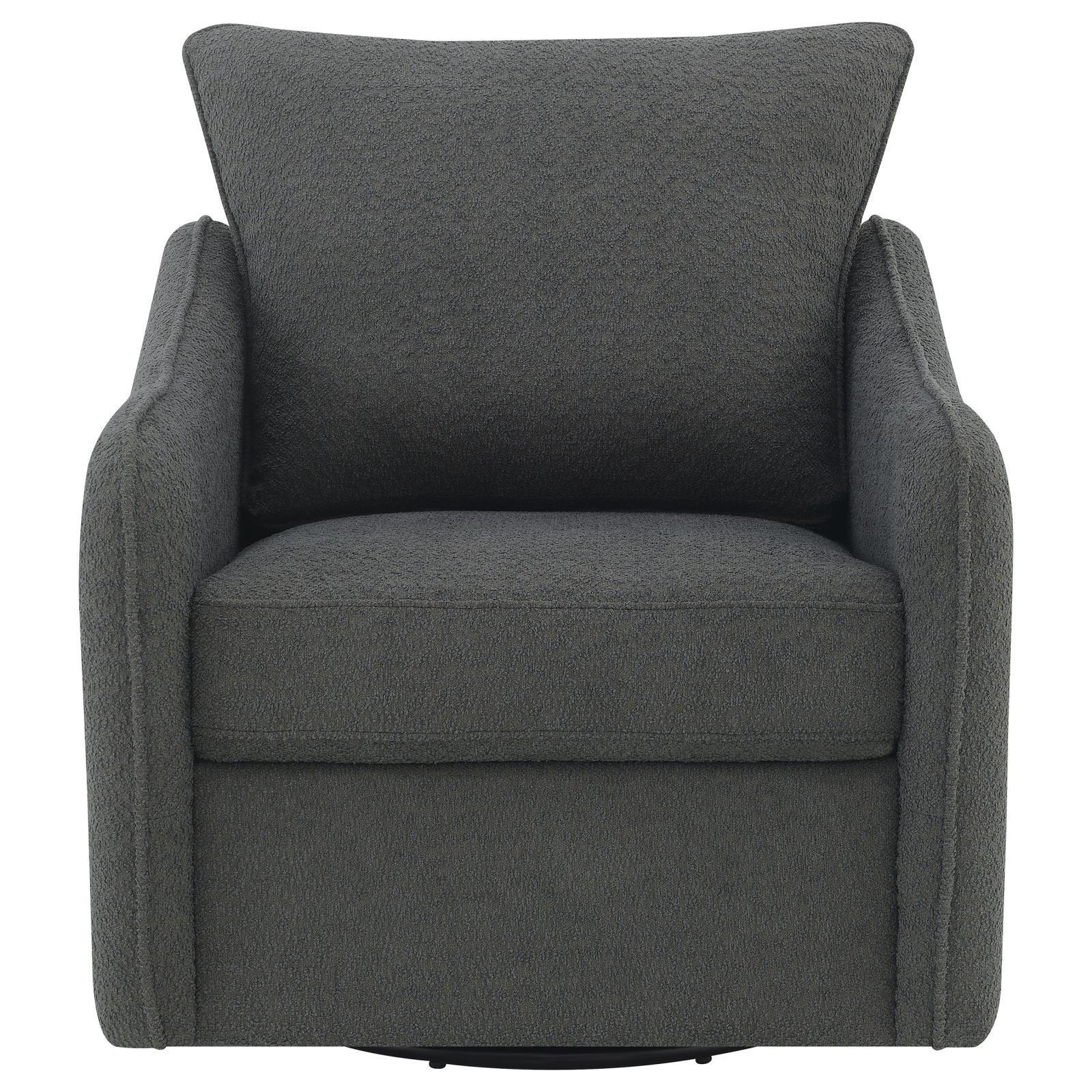 Madia Boucle Upholstered Swivel Glider Chair Charcoal Grey - Image 3