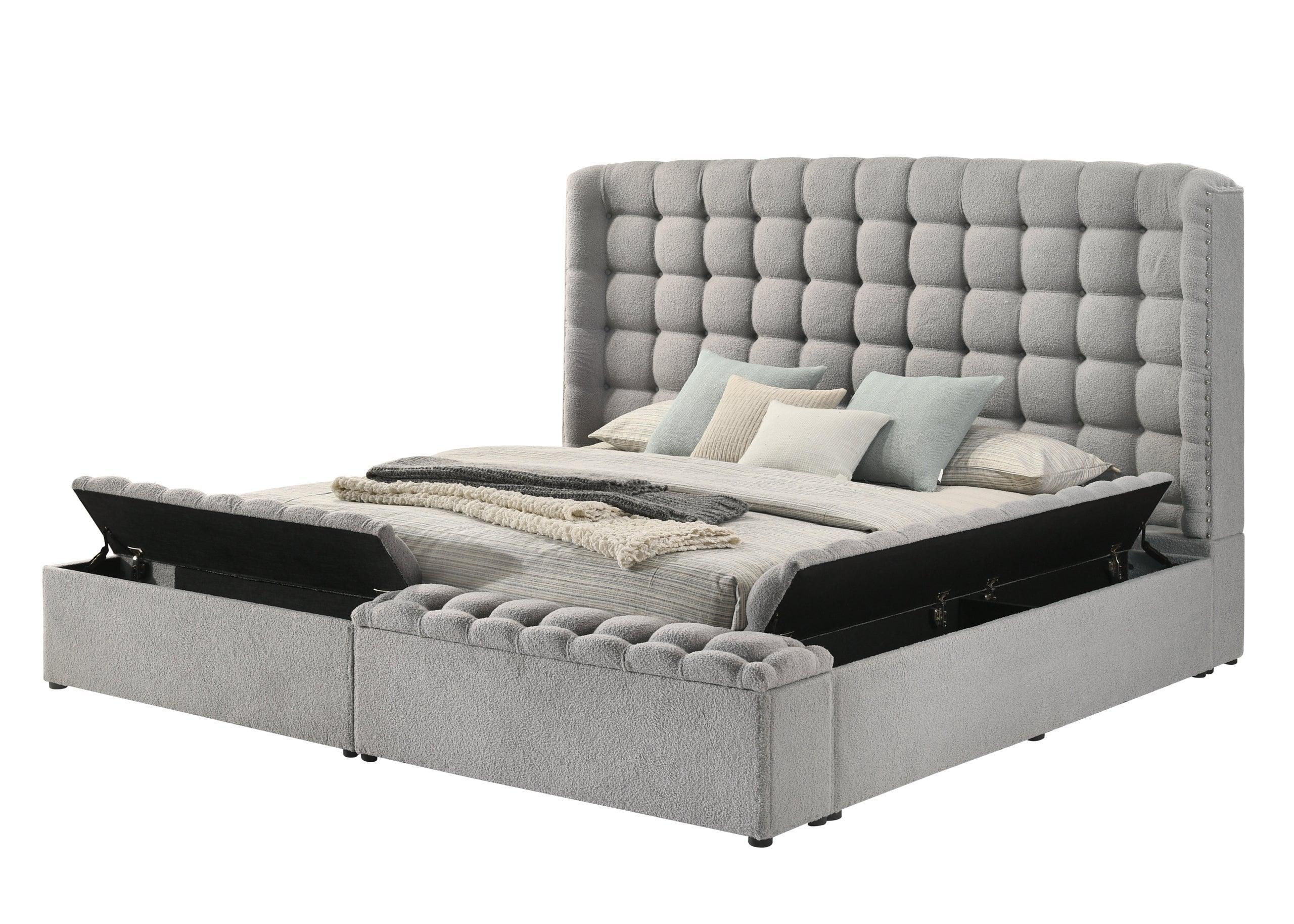 Madonna Gray Storage Upholstered Queen Bed - Image 2