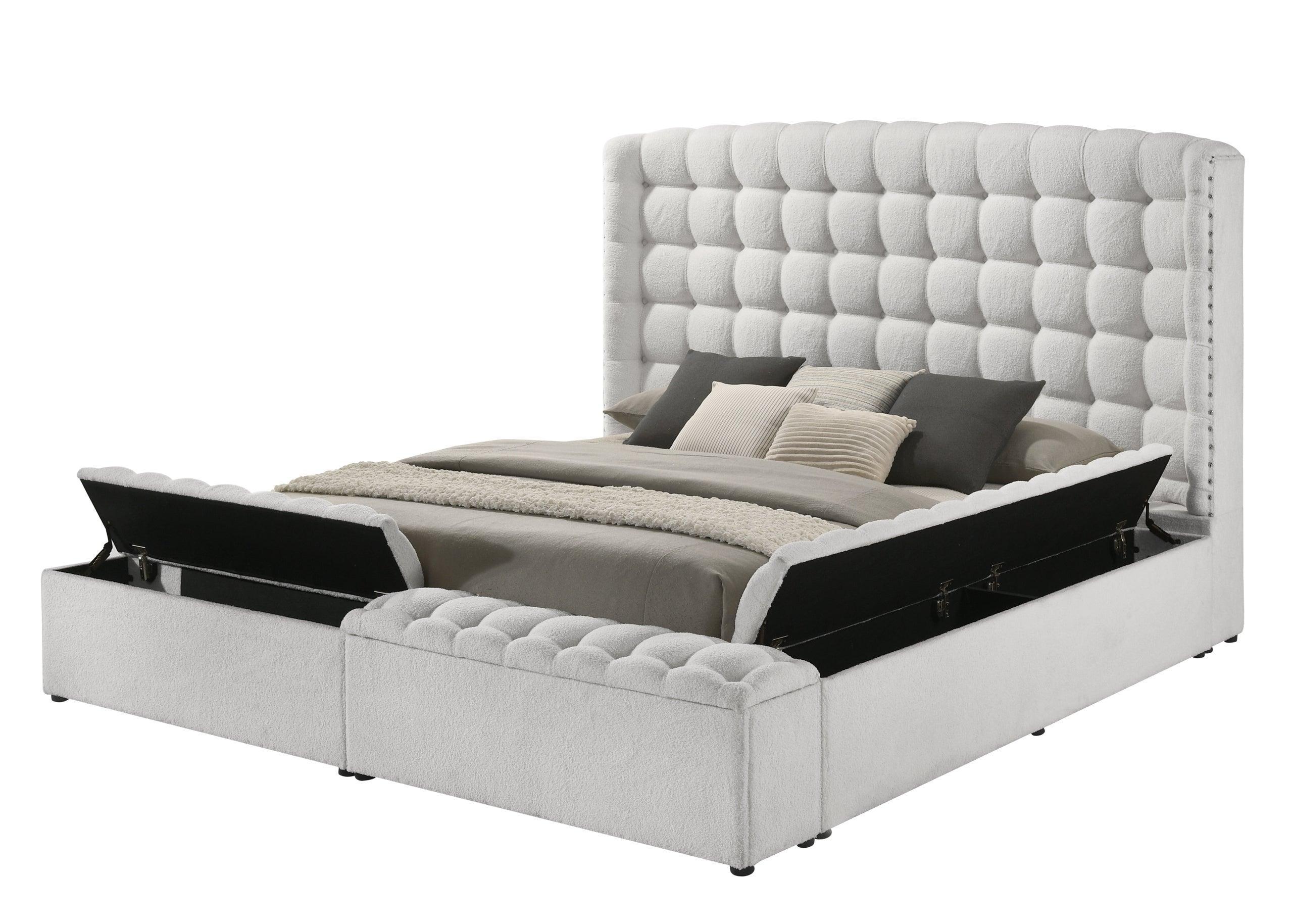 Madonna White Storage Upholstered Queen Bed - Image 2