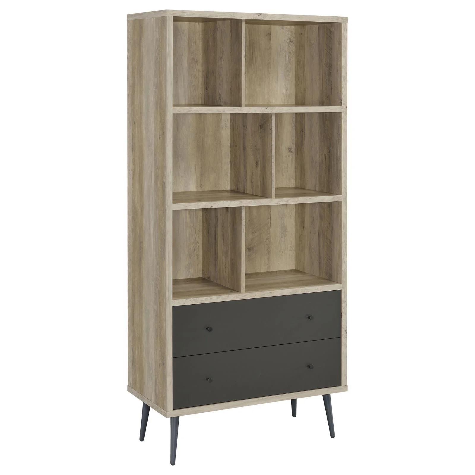 Maeve 3 Shelf Wood Bookcase With Drawers Antique Pine Grey