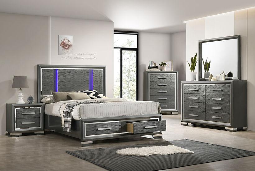 Maisy Gray LED Storage Platform Bedroom Set - Image 1