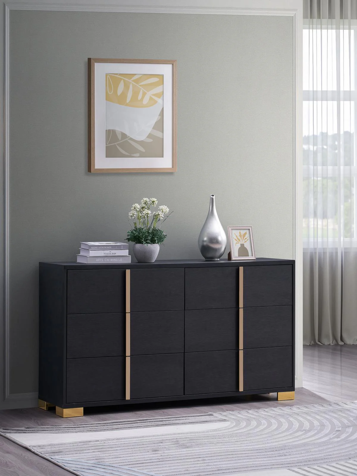 Marceline 6 Drawer Dresser Black - Image 2