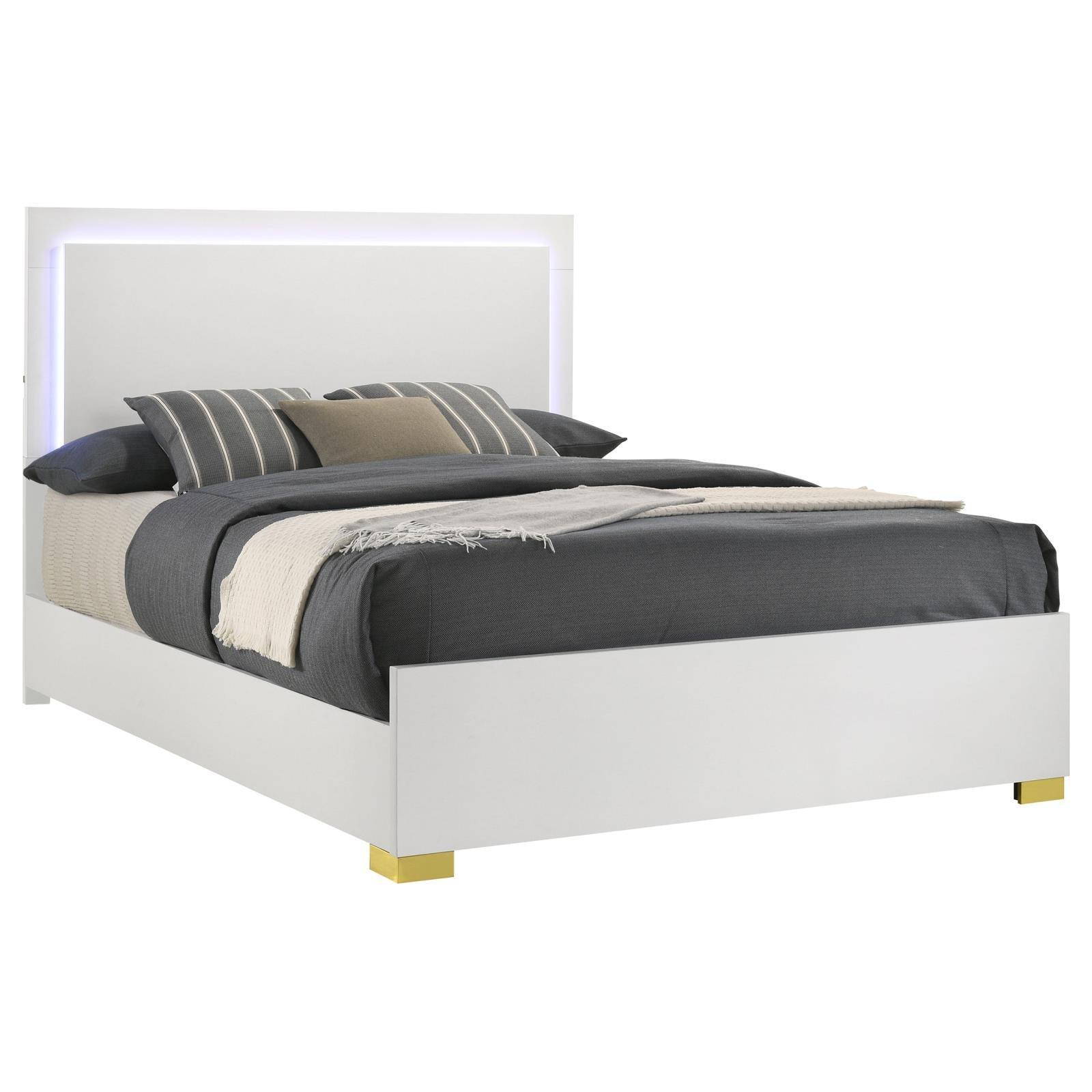 Marceline Full Bed With LED Headboard White - Image 2