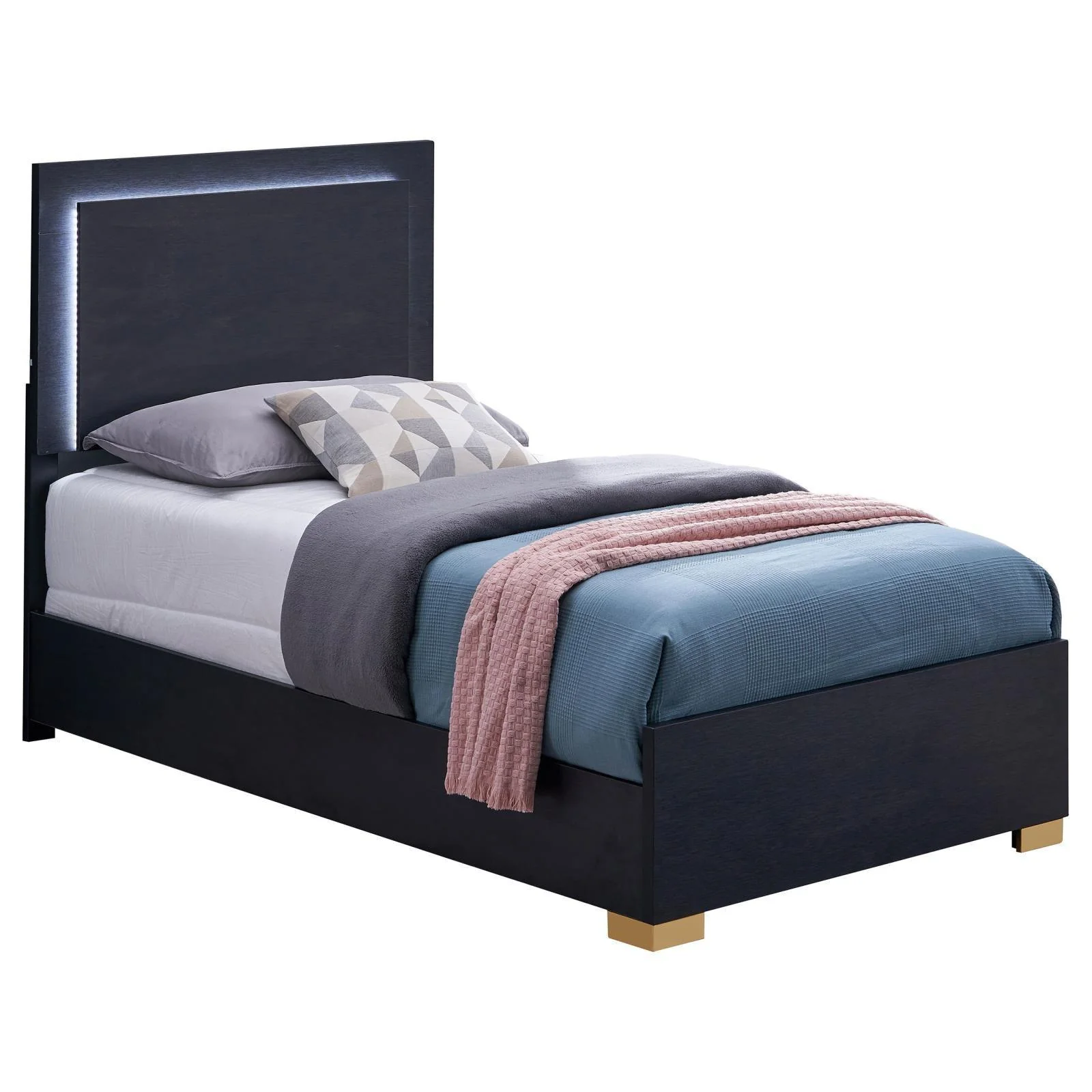 Marceline Twin Bed With LED Headboard Black - Image 2