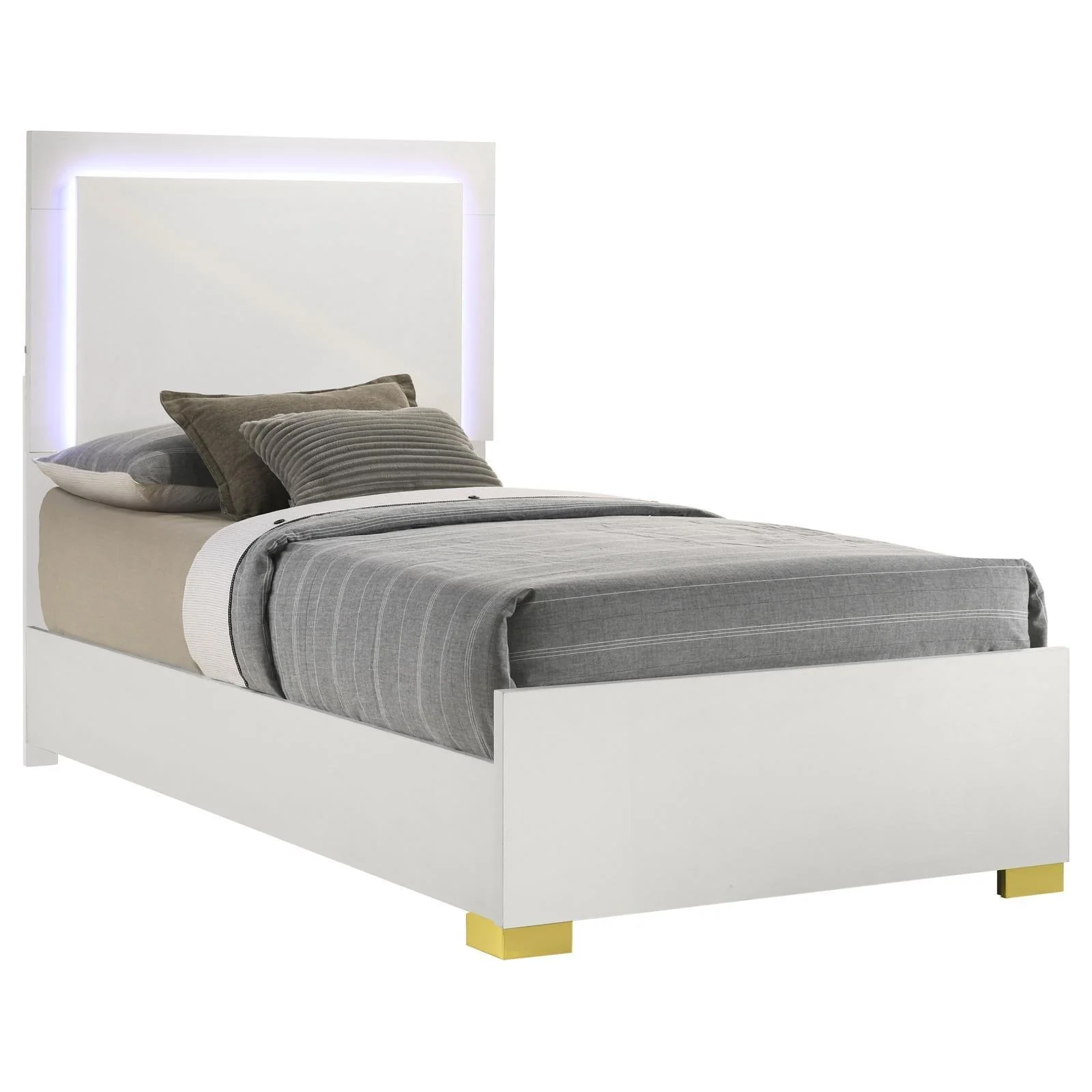 Marceline Twin Bed With LED Headboard White - Image 2
