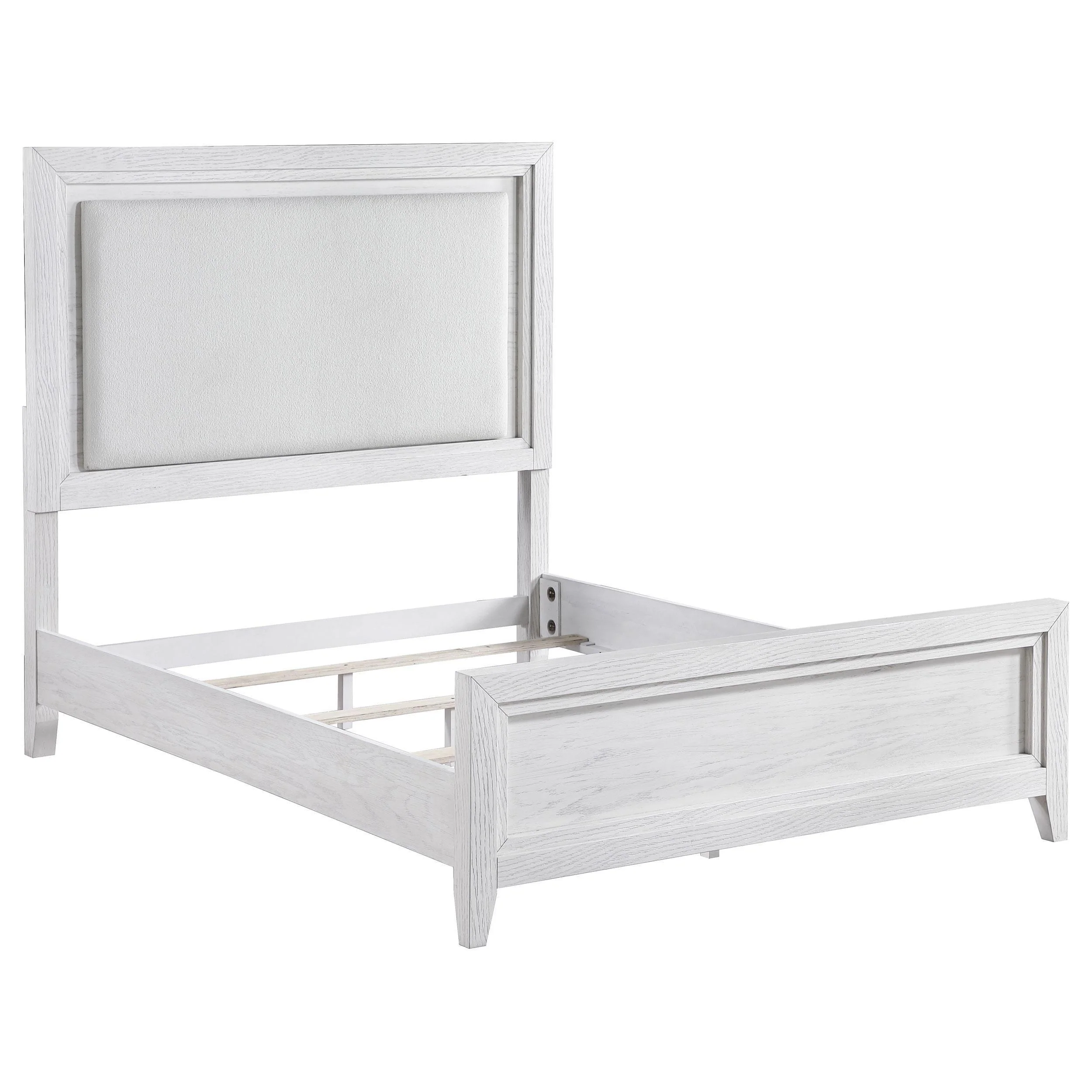 Marielle King LED Panel Bed Distressed White - Image 3