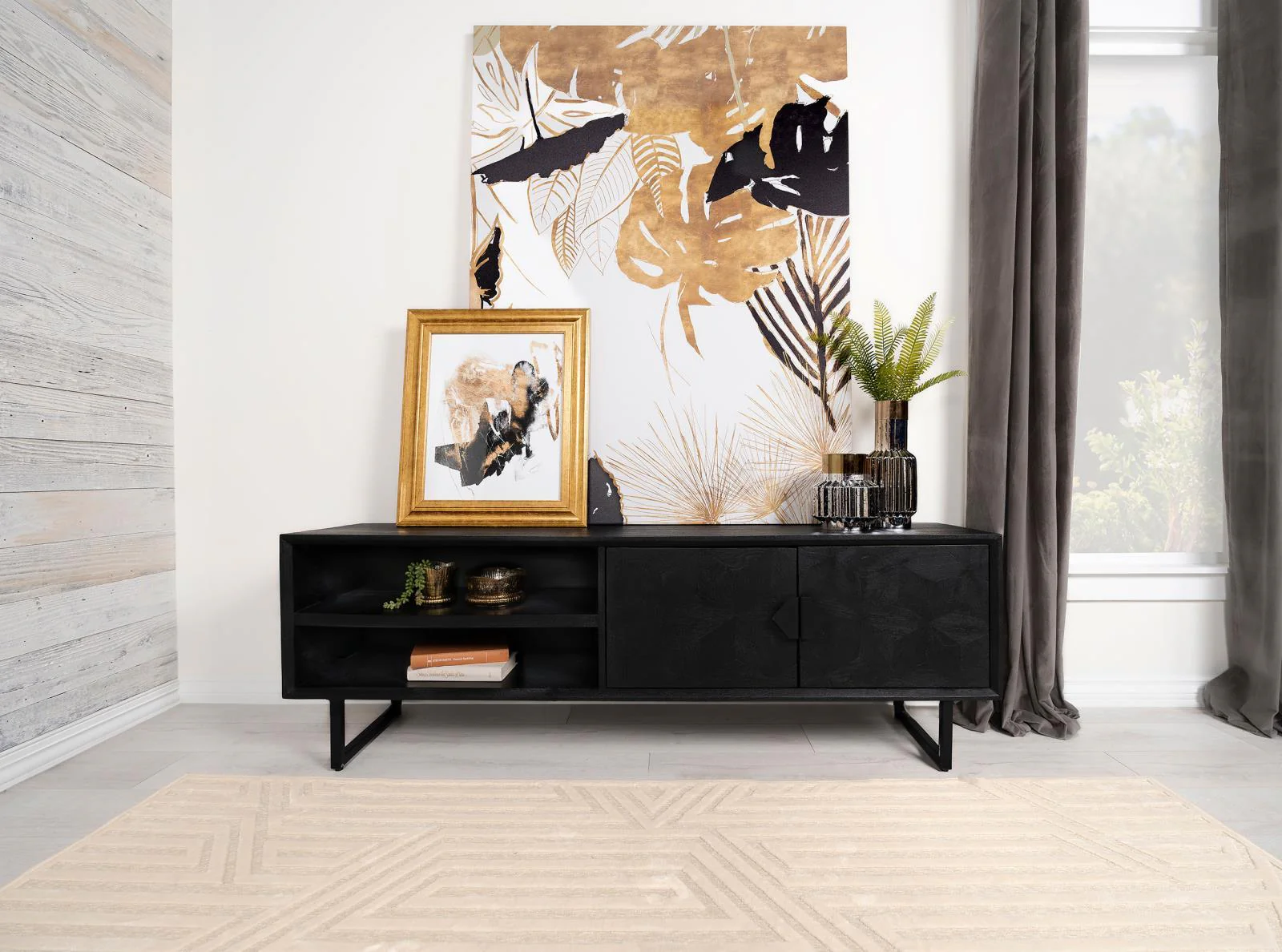 Marsden 2 Door Wood 70" TV Stand Charcoal Black - Image 2
