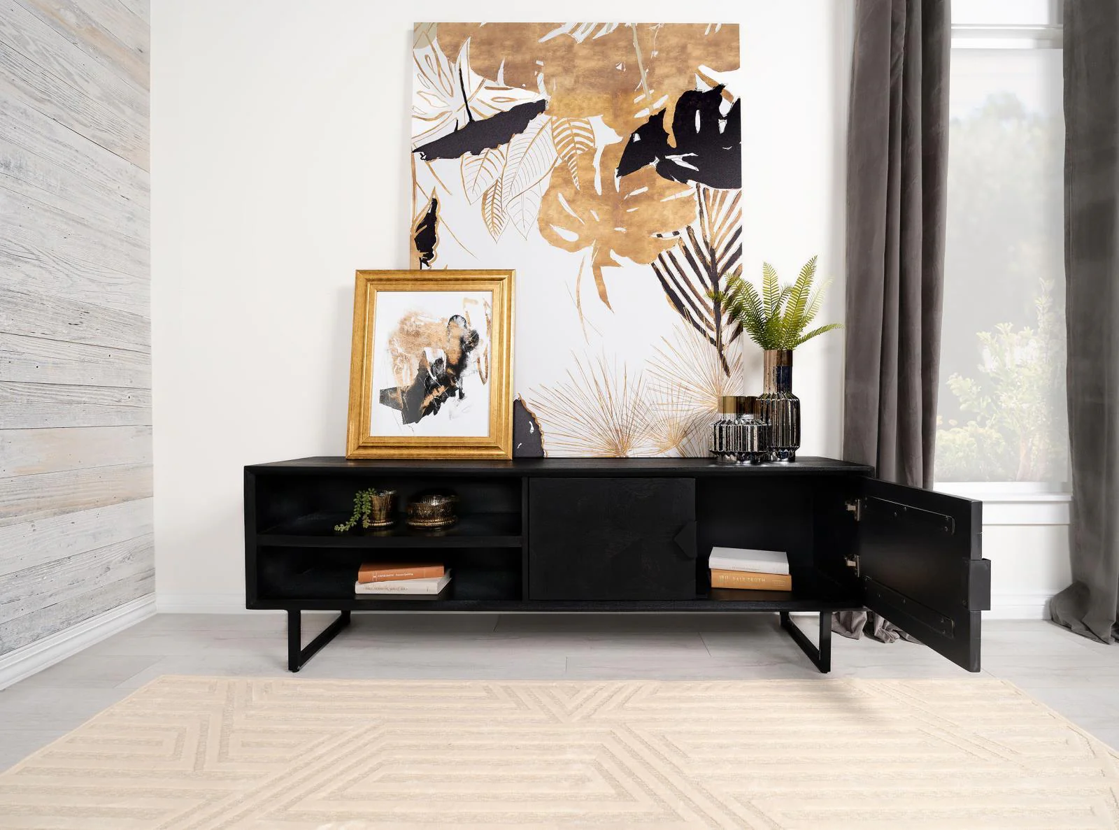 Marsden 2 Door Wood 70" TV Stand Charcoal Black - Image 3