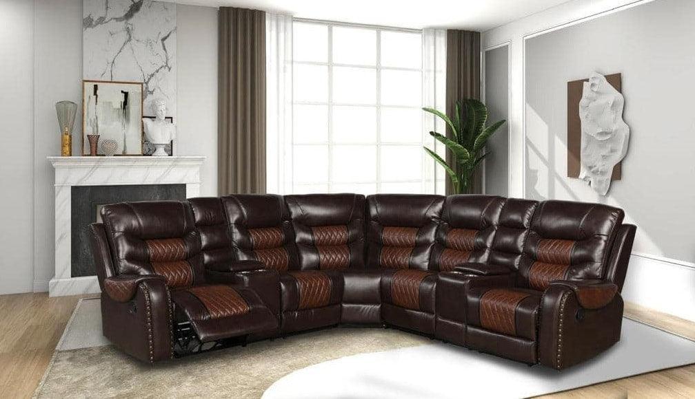 Martin Orange Brown Reclining Sectional - Image 2