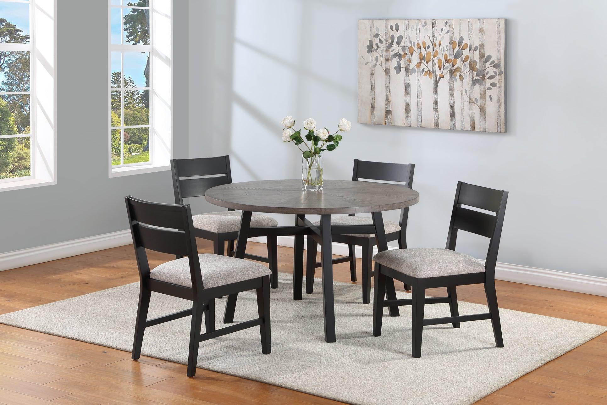 Mathis Gray Trestle Round Dining Room Set - Image 1