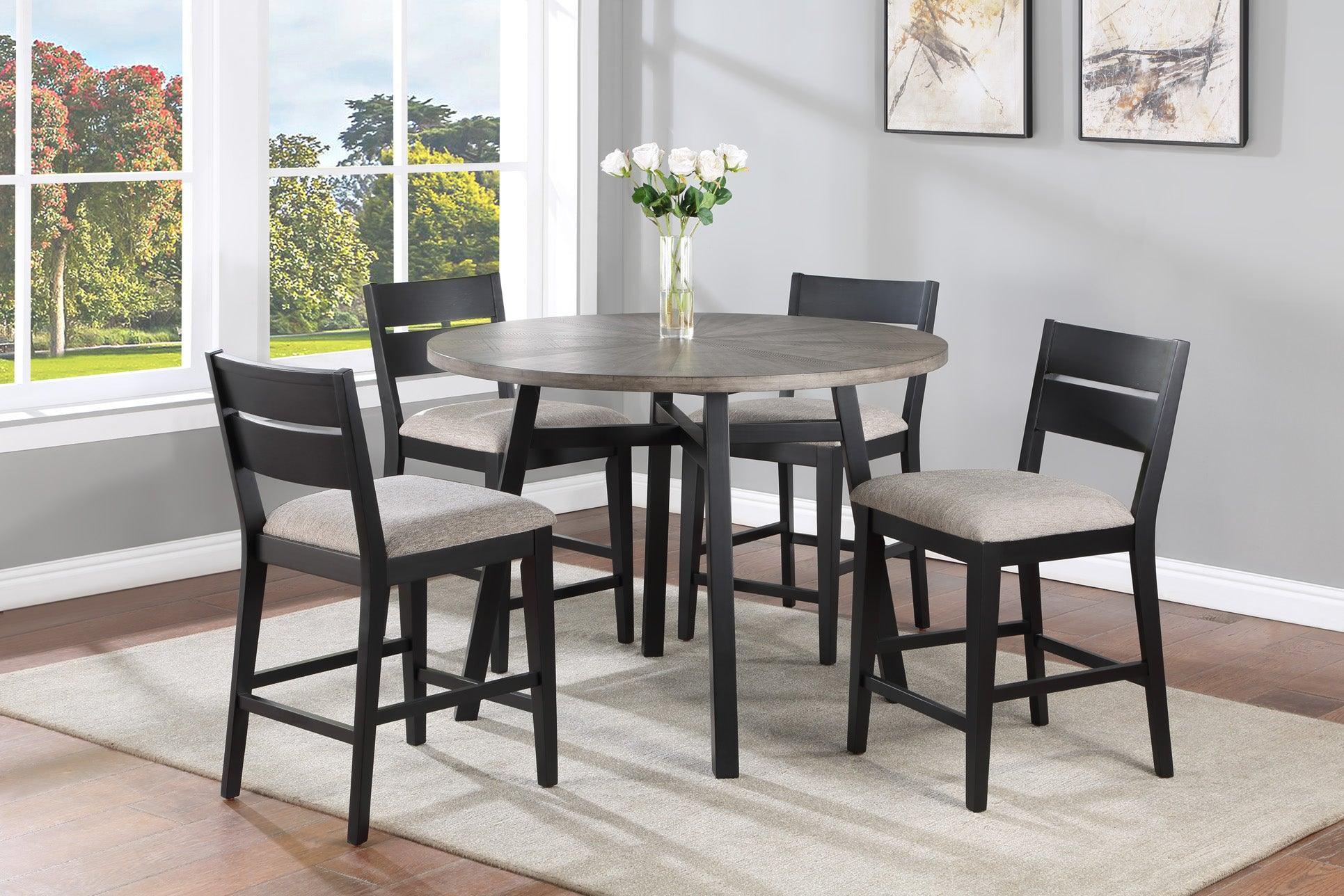 Mathis Gray Black Round Counter Height Set - Image 1
