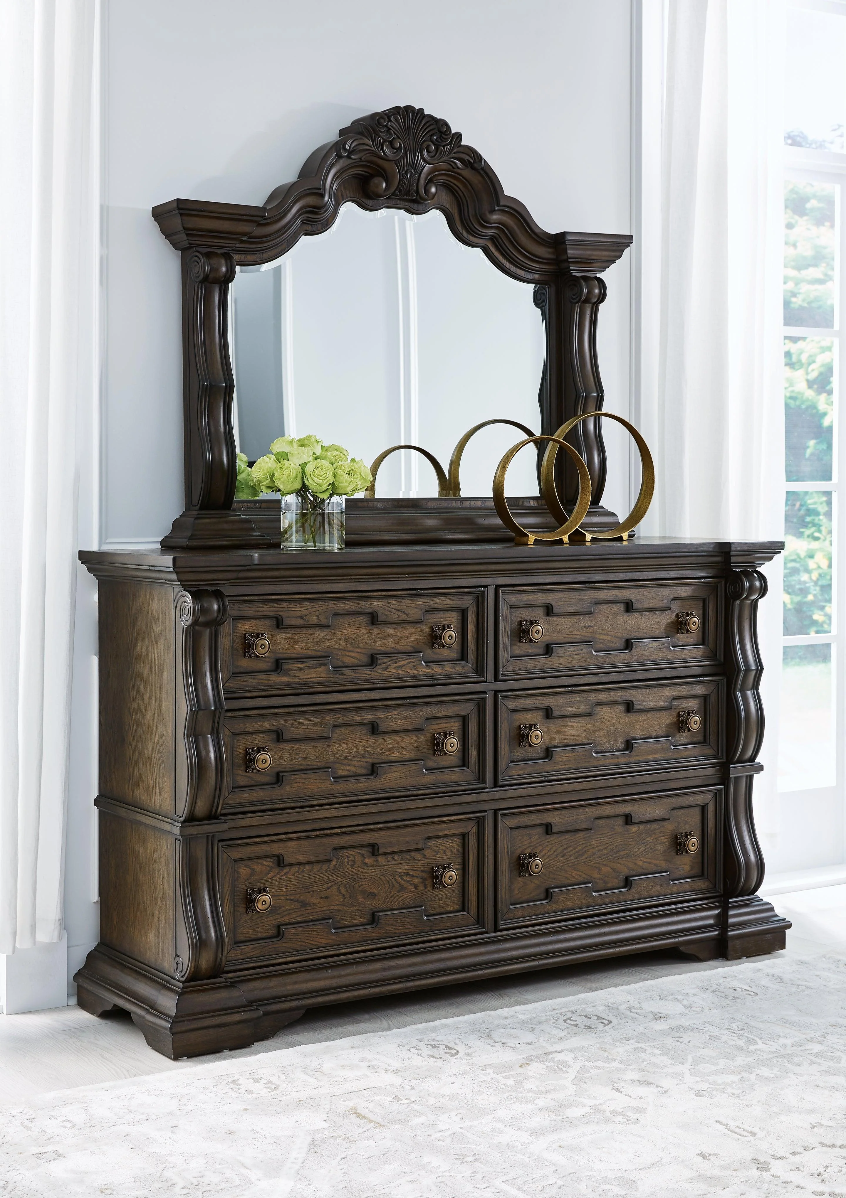 Maylee Dark Brown Dresser And Mirror - Image 3
