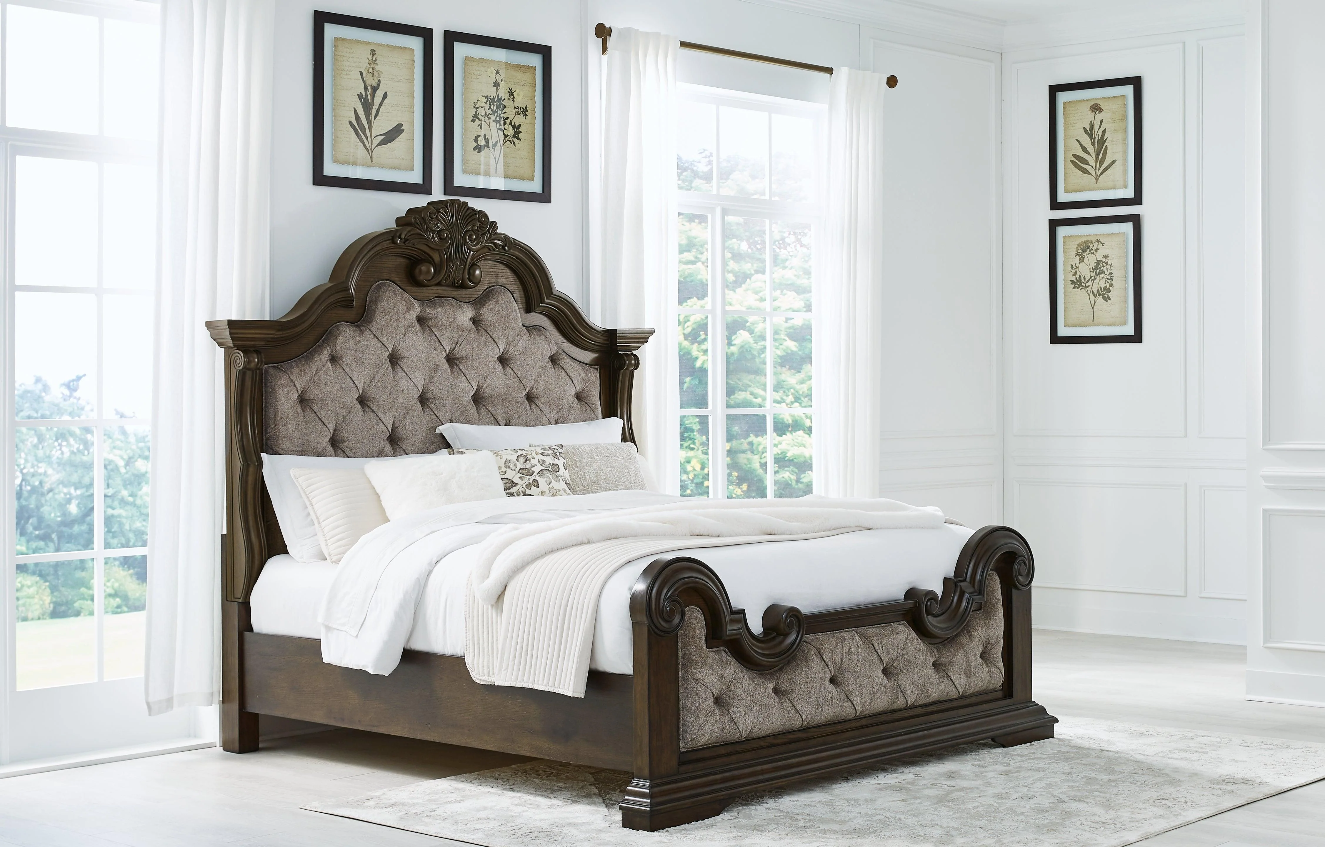 Maylee Dark Brown King Upholstered Bed - Image 3