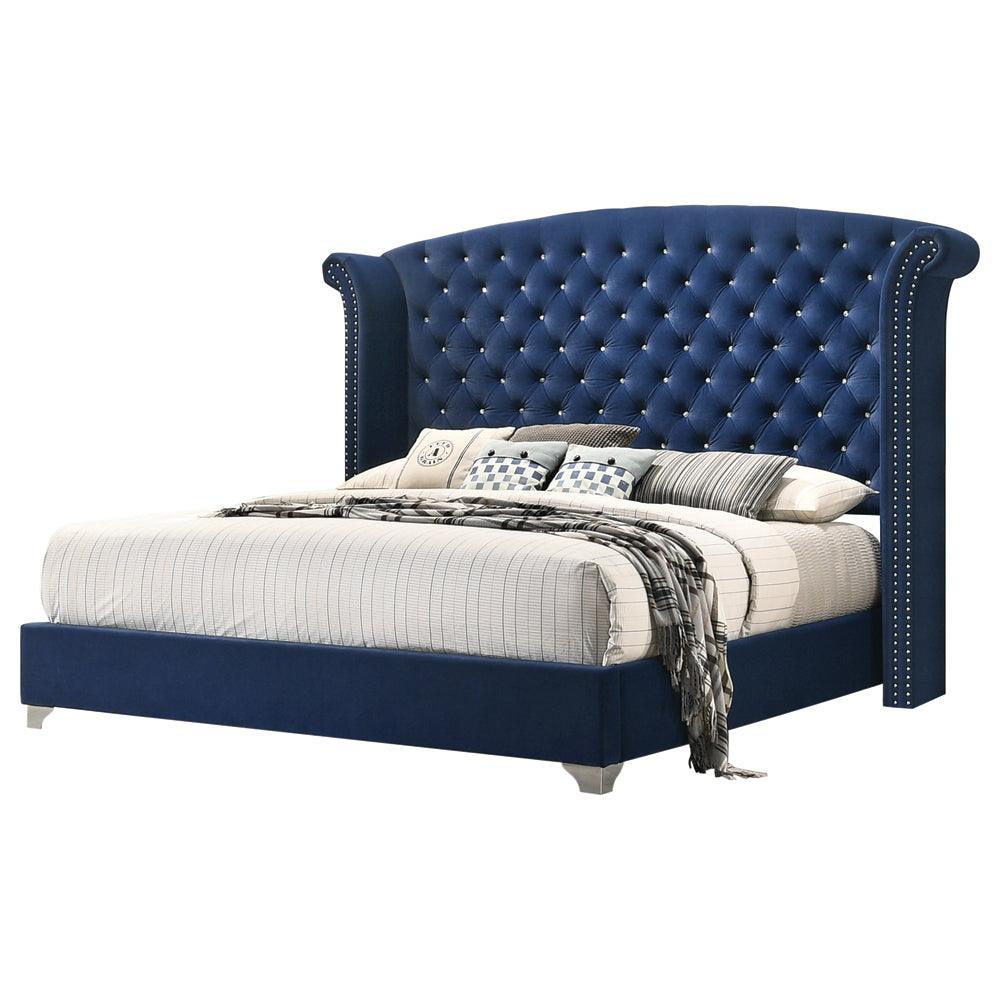 Melody Pacific Blue Wingback Upholstered Bedroom Set - Image 2