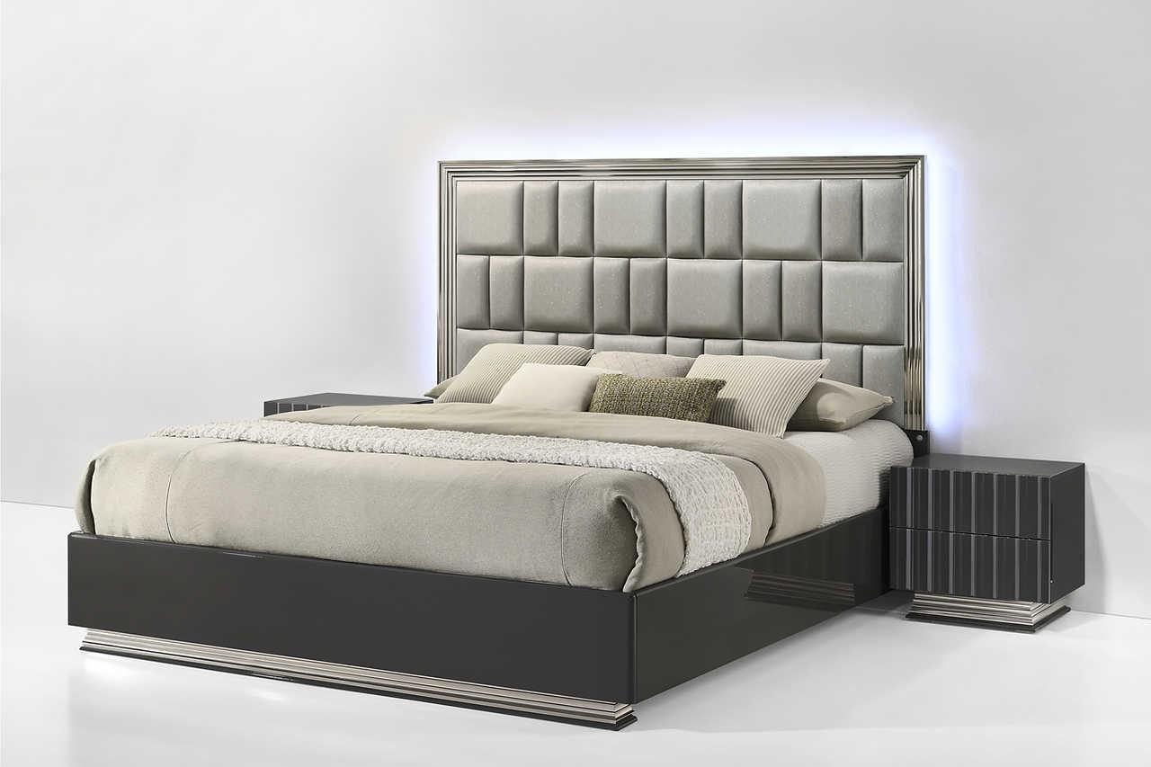 Mona Gray Upholstered LED Panel Bedroom Set - Image 3