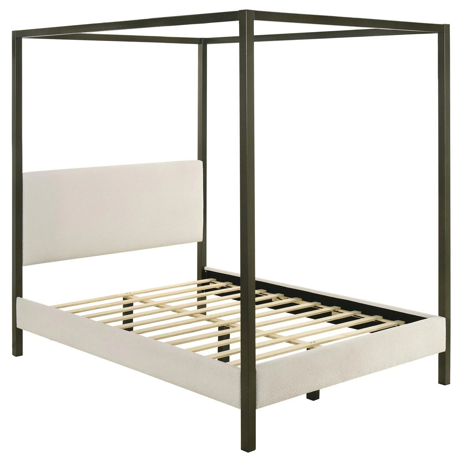 Monroe Upholstered King Canopy Platform Bed Vanilla Bronze - Image 3