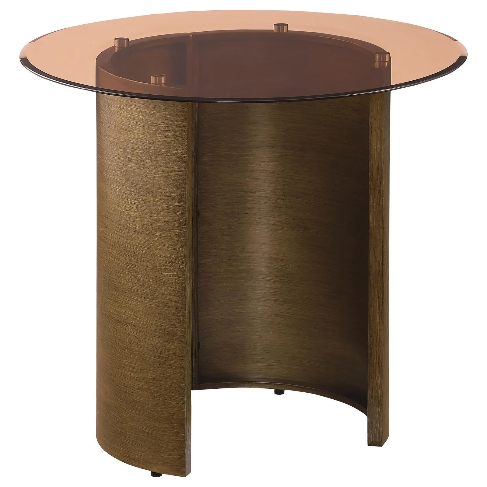 Morena Round End Table With Tawny Tempered Glass Top Brushed Bronze - Image 1