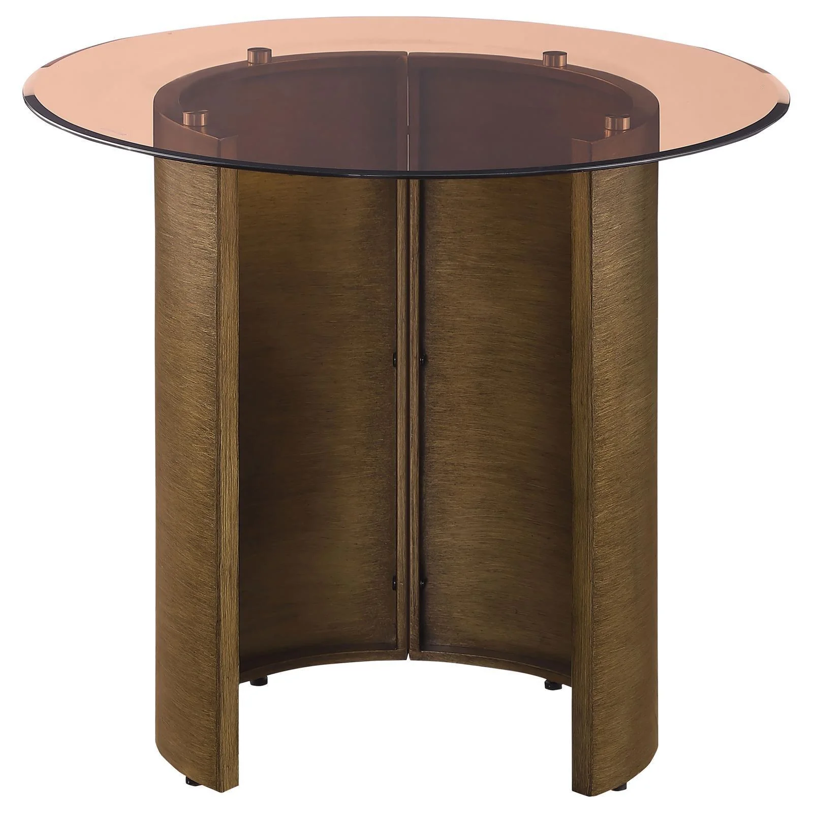 Morena Round End Table With Tawny Tempered Glass Top Brushed Bronze - Image 3