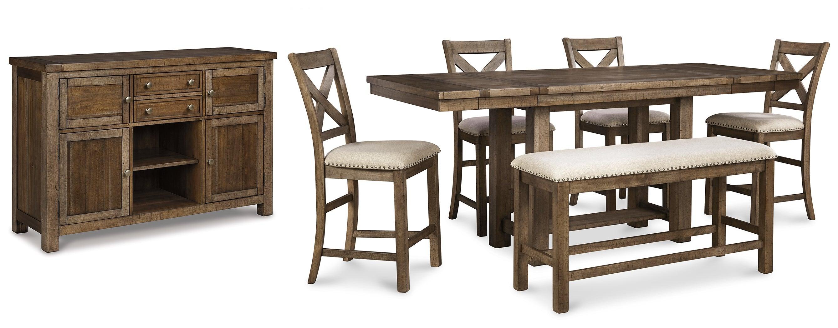 Moriville Grayish Brown Counter Height Dining Table And 4 Barstools Bench With Storage - Image 2