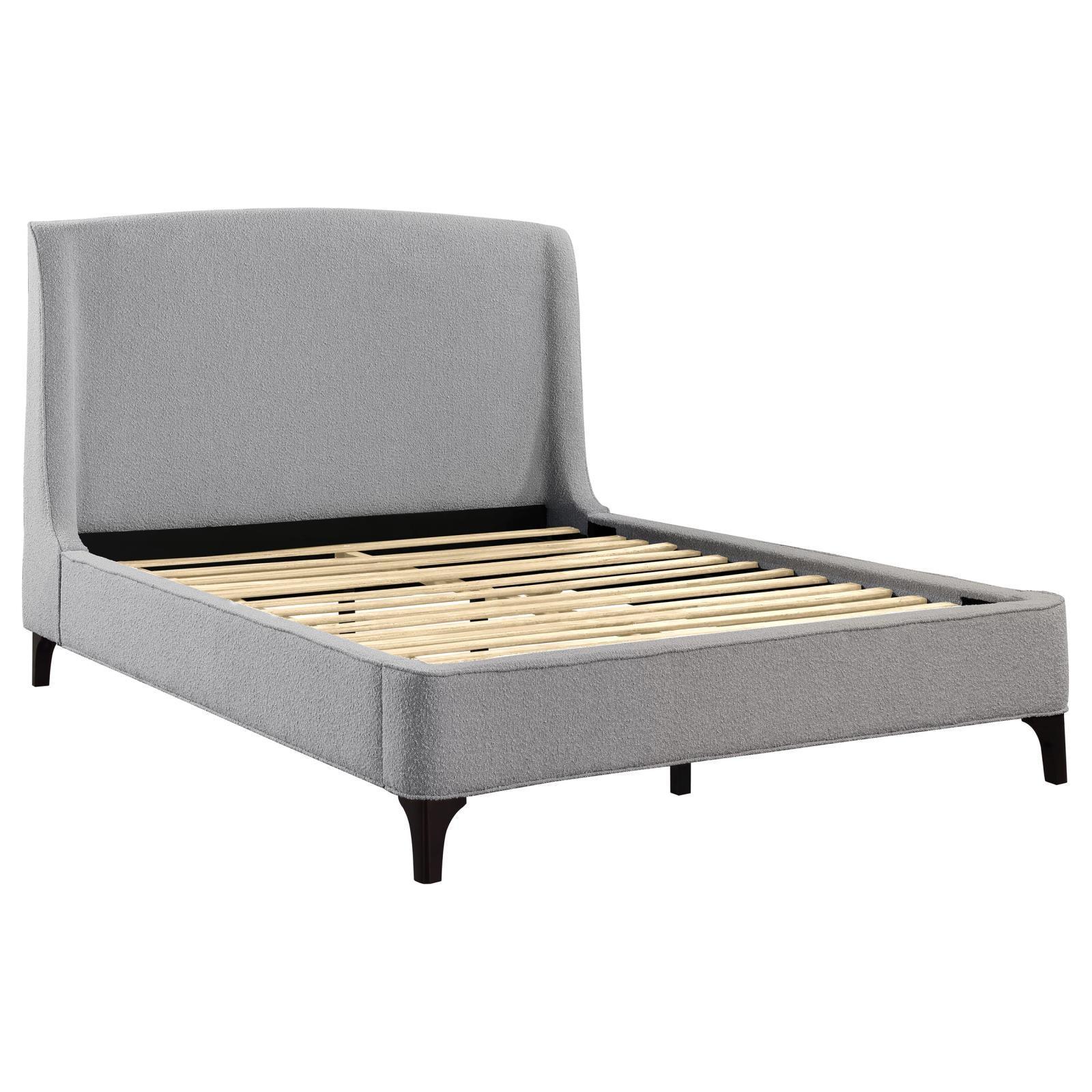 Mosby Upholstered Curved Headboard King Platform Bed Light Grey - Image 3