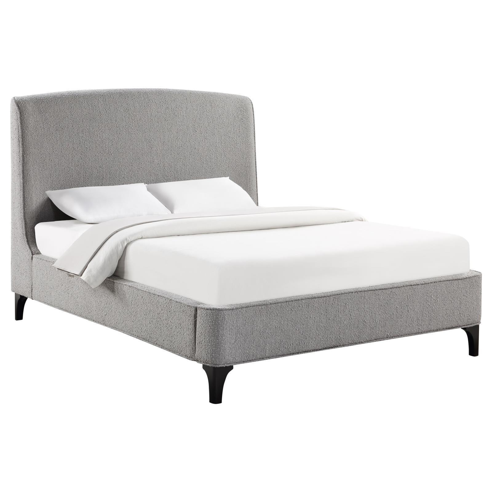 Mosby Upholstered Curved Headboard King Platform Bed Light Grey - Image 2
