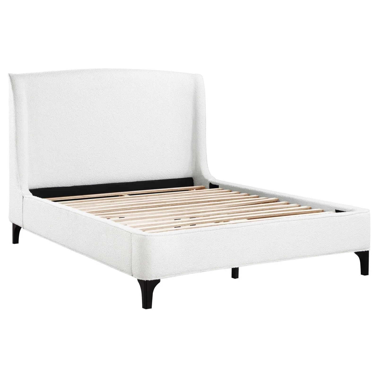 Mosby Upholstered Curved Headboard King Platform Bed White - Image 3