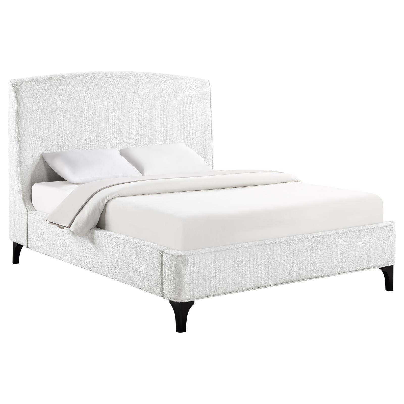 Mosby Upholstered Curved Headboard King Platform Bed White - Image 2