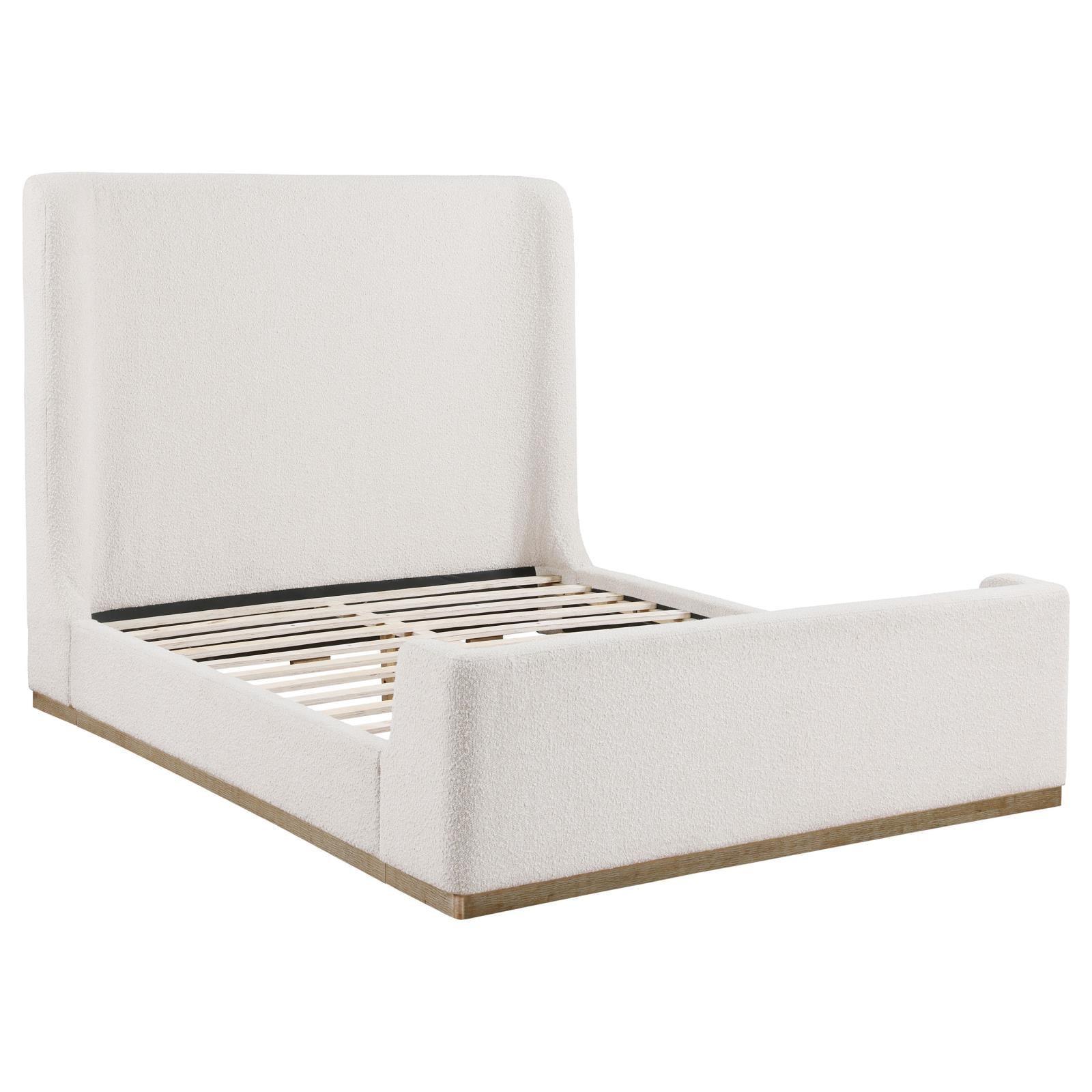Nala Upholstered Queen Wingback Platform Sleigh Bed Cream - Image 3