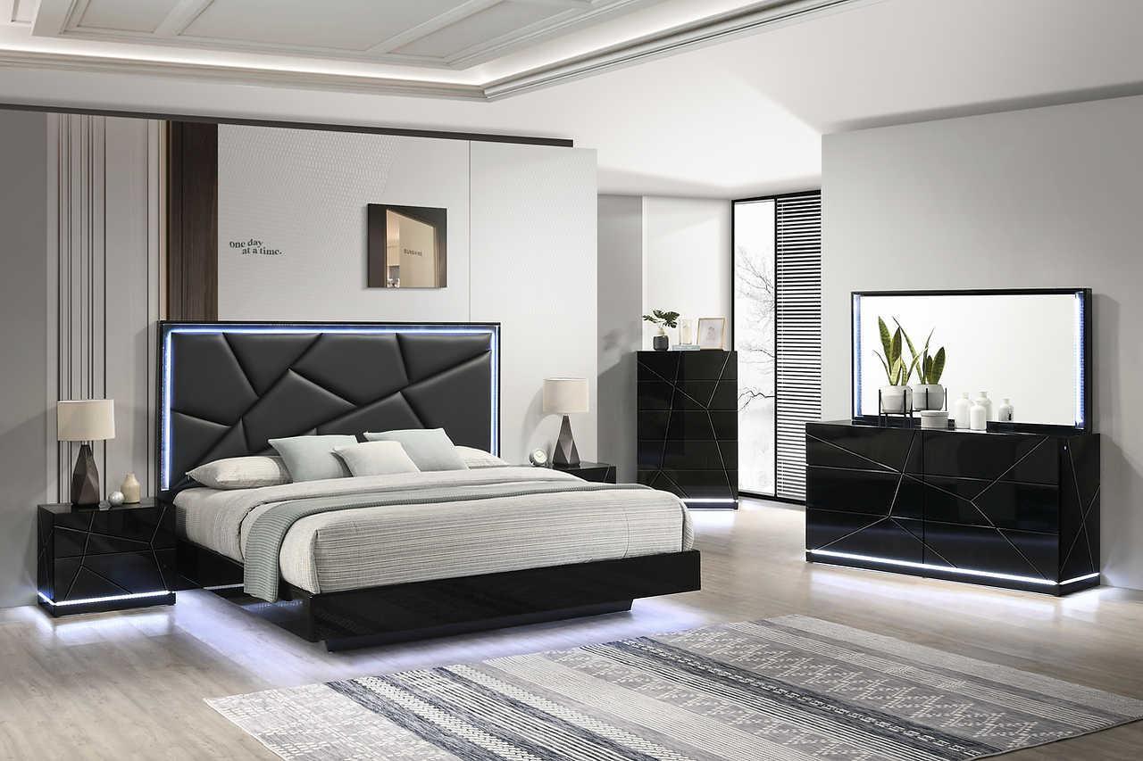 Naomi Black LED Nightstand - Image 2