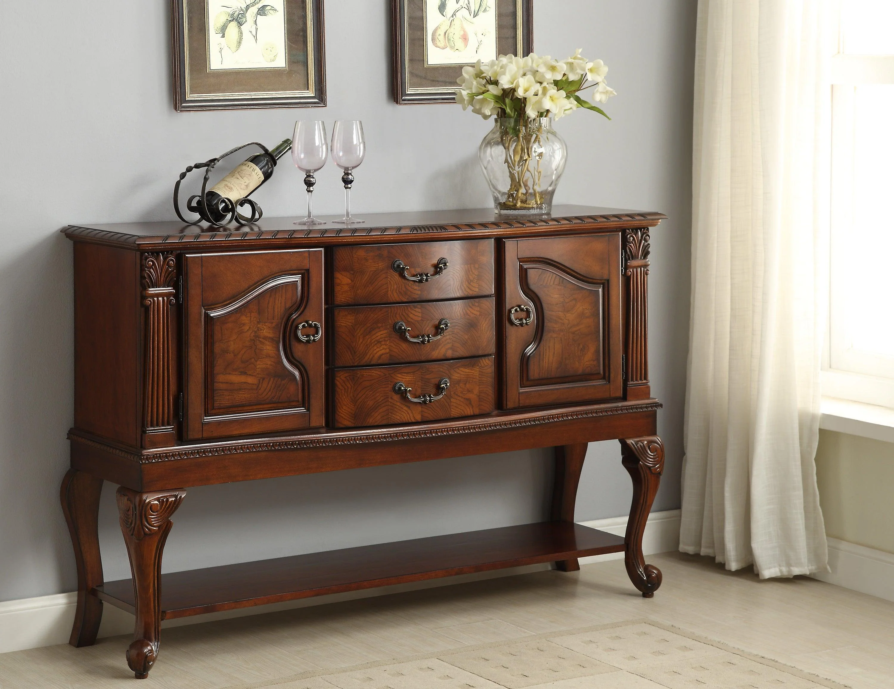Neo Renaissance Brown Formal Extendable Dining Room Set - Image 3