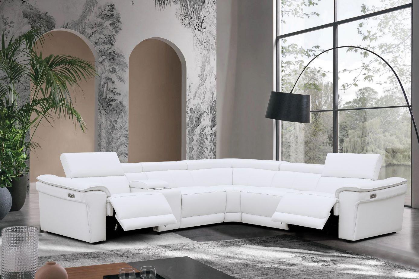 Newyork White Leather Power Reclining Sectional - Image 1