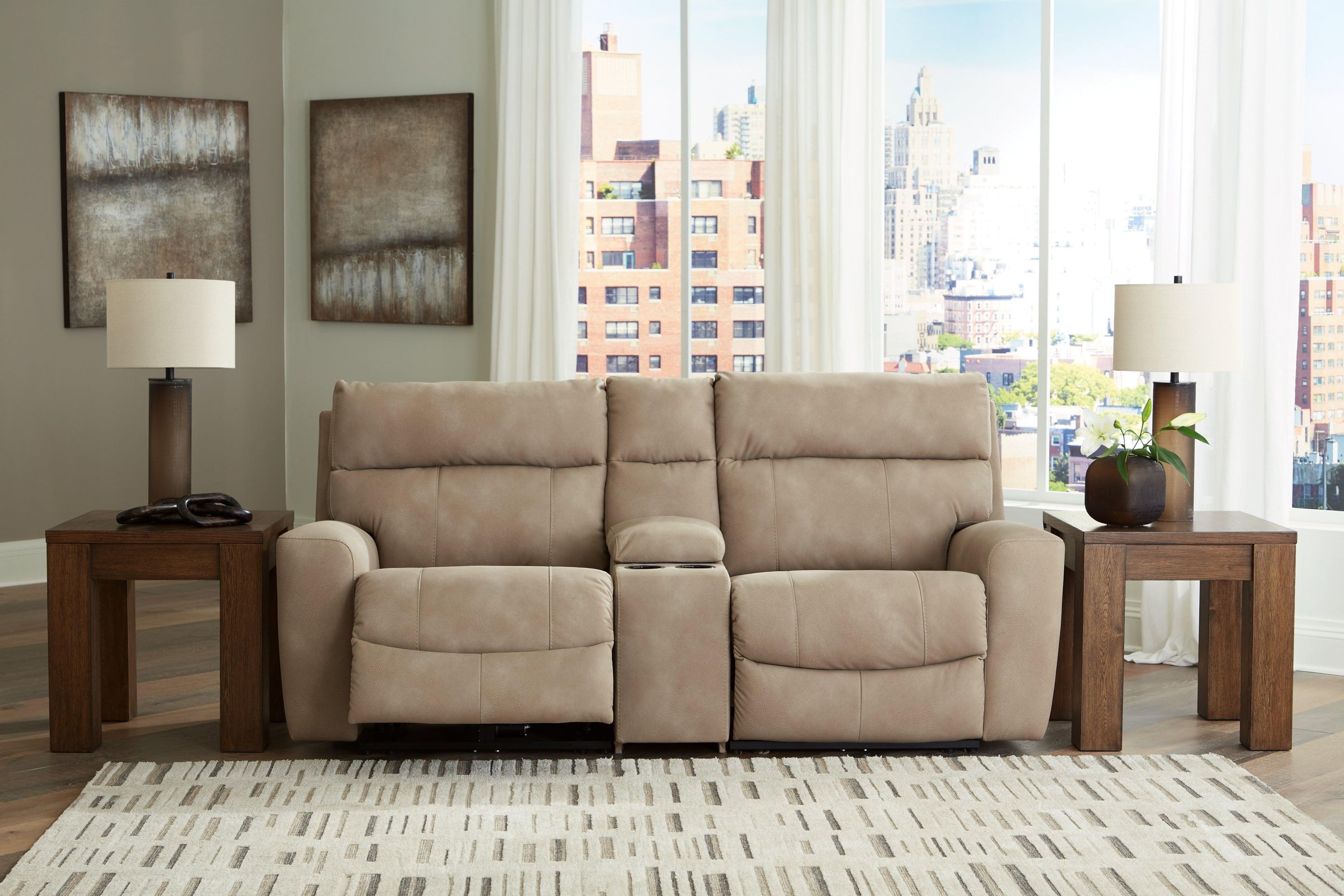 Next-Gen Durapella Sand 3-Piece Power Reclining Sectional Loveseat With Console - Image 3