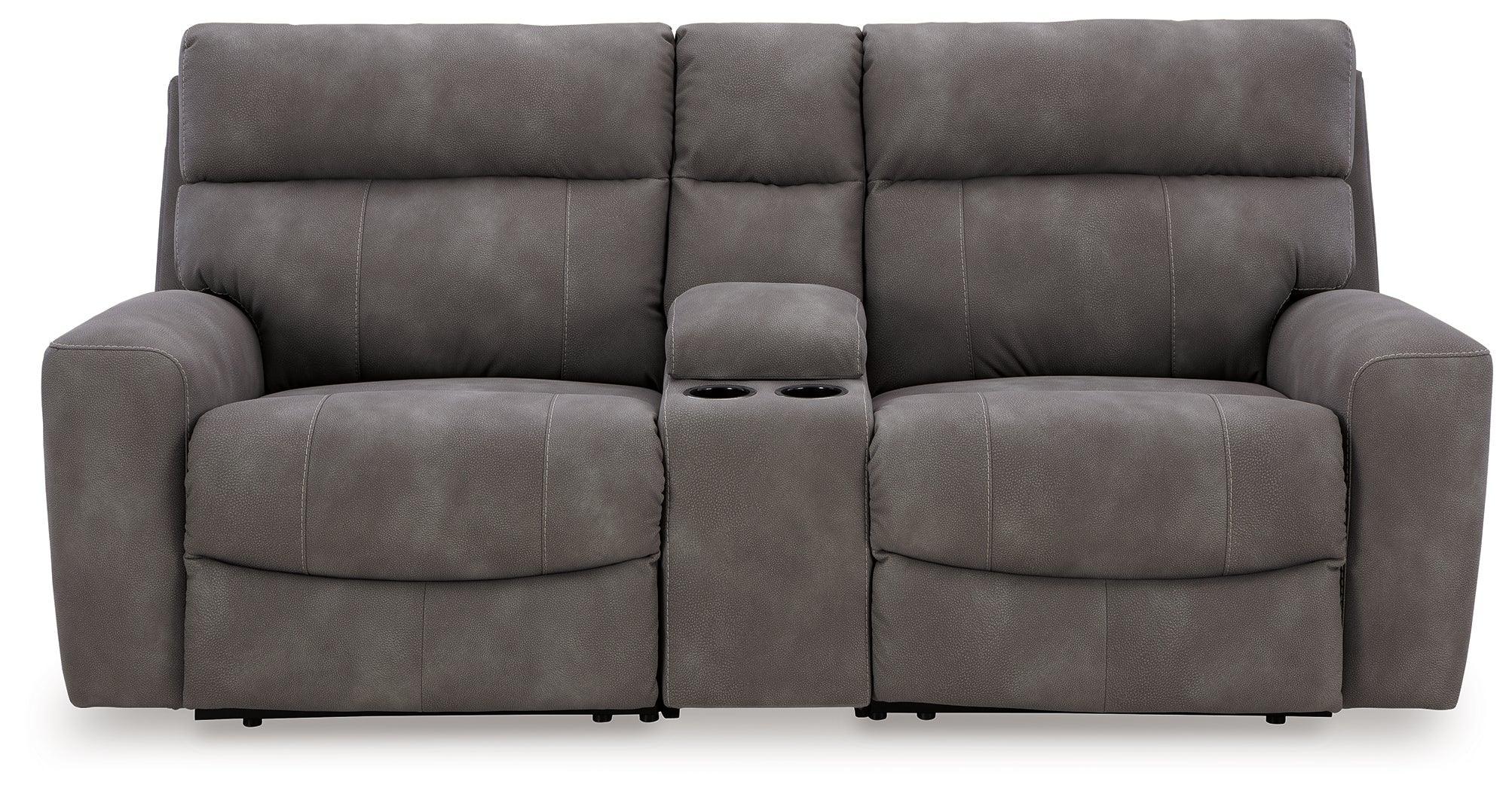 Next-Gen Durapella Slate 3-Piece Power Reclining Sectional Loveseat With Console - Image 3