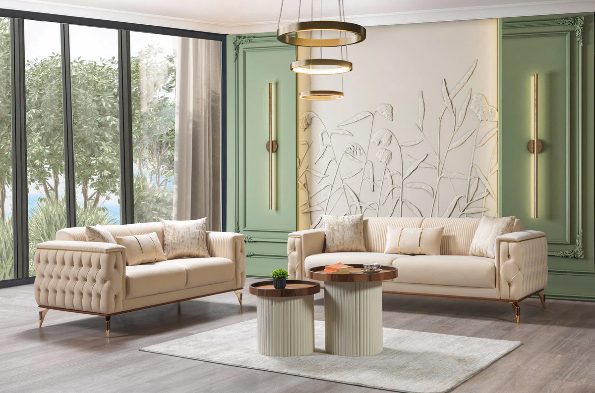 Vivian Ivory Velvet Sofa 89" & Loveseat 69" - Image 2
