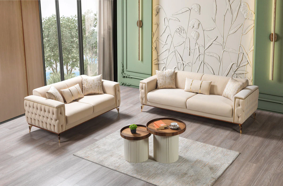 Vivian Ivory Velvet Sofa 89" & Loveseat 69" - Image 3