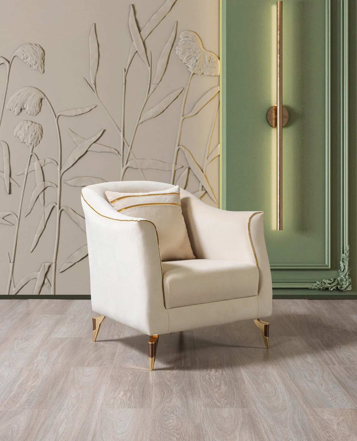 Vivian Ivory Velvet Chair - Image 1