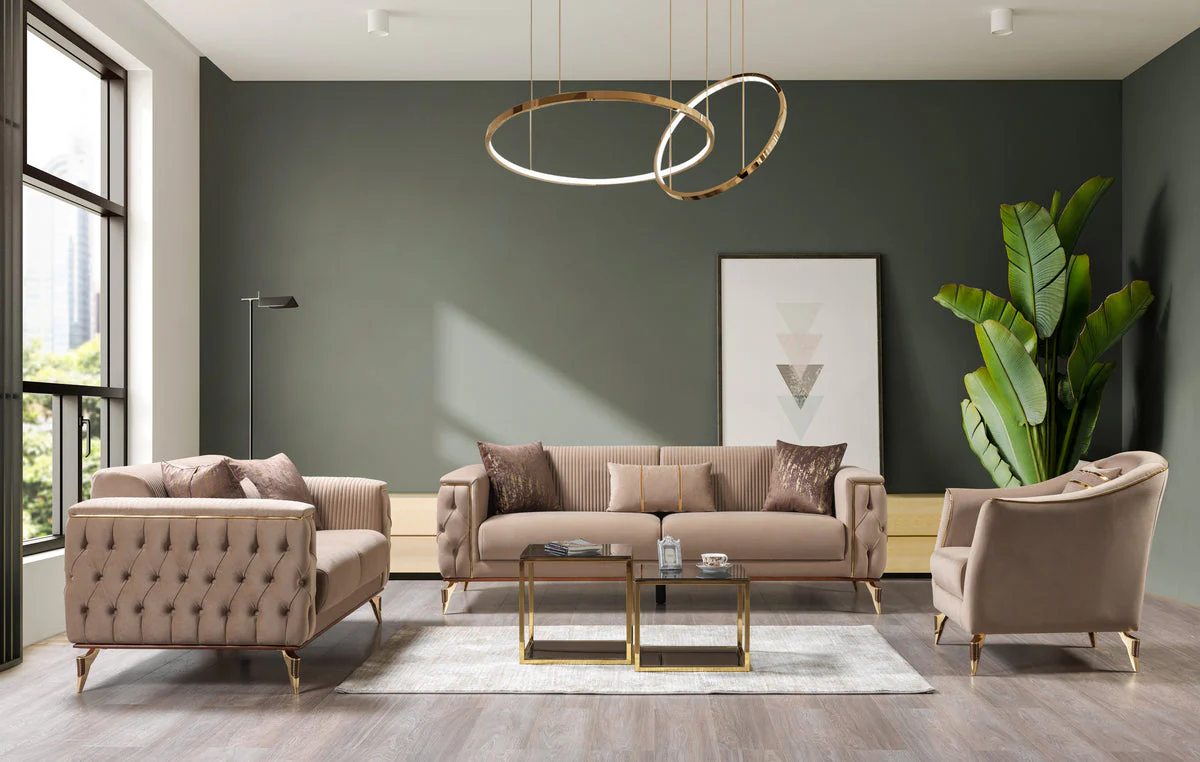 Vivian Coffee Velvet Sofa 89" & Loveseat 69" - Image 1