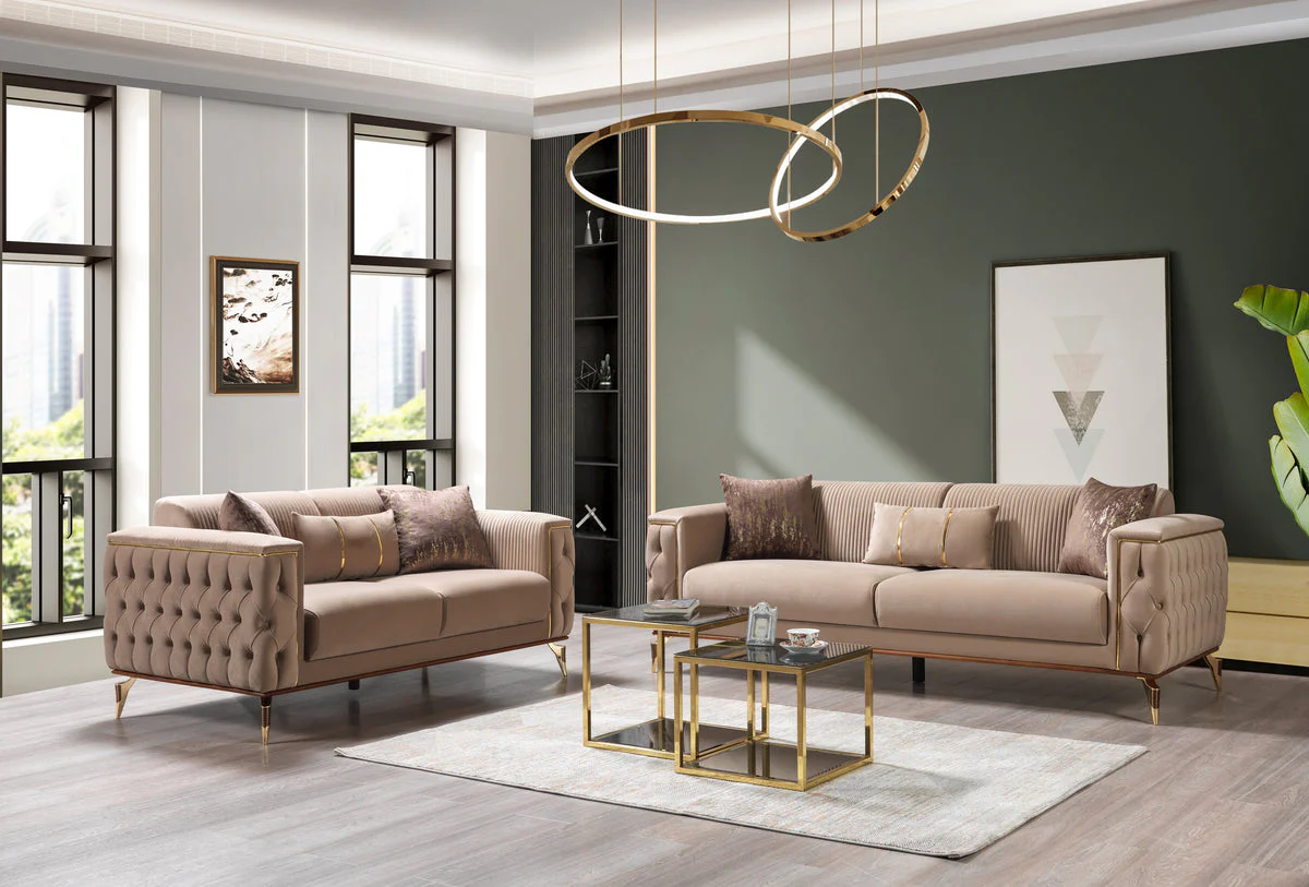 Vivian Coffee Velvet Sofa 89" & Loveseat 69" - Image 2