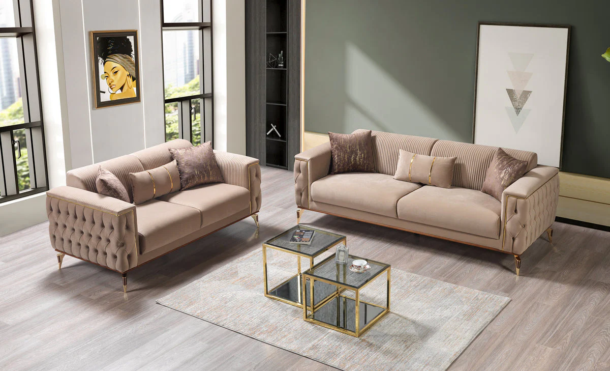 Vivian Coffee Velvet Sofa 89" & Loveseat 69" - Image 3
