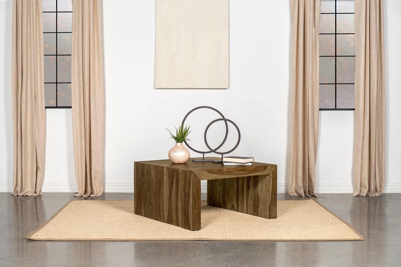 Odilia Square Solid Wood Coffee Table Auburn - Image 2