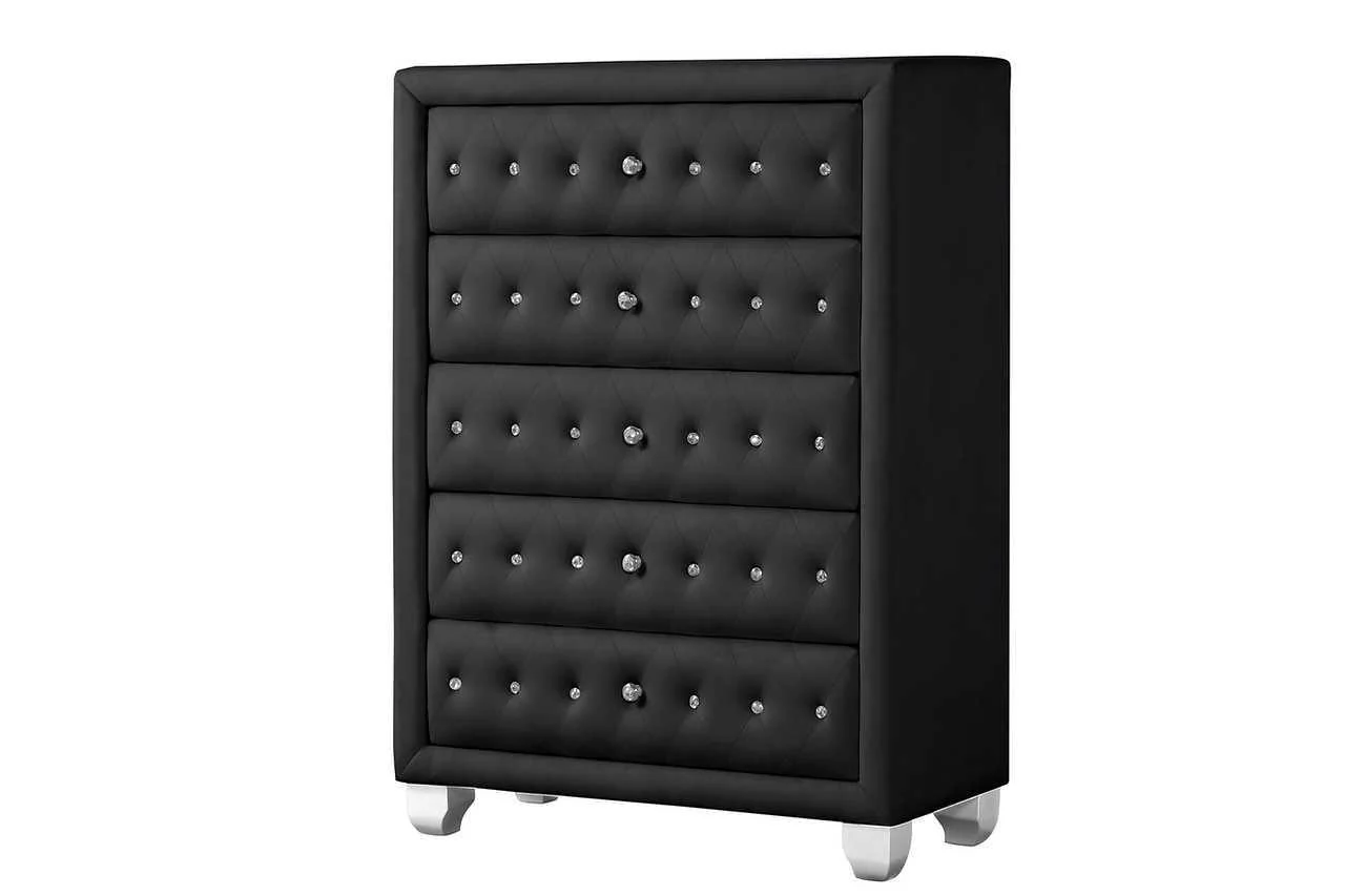 Olivia Black Upholstered Tufted Chest - Image 1