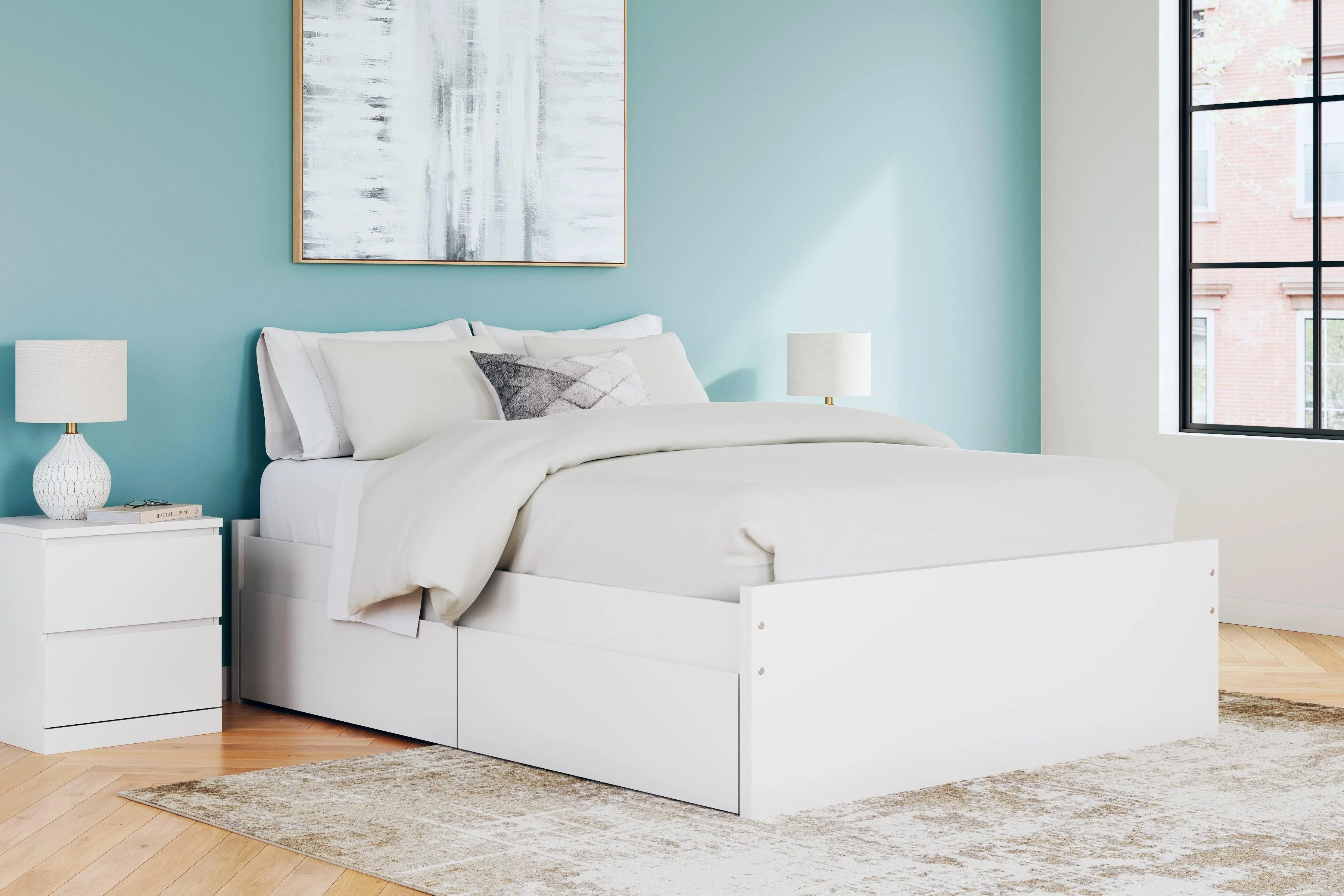 Onita White Queen Platform Bed With 2 Side Storage - Image 3