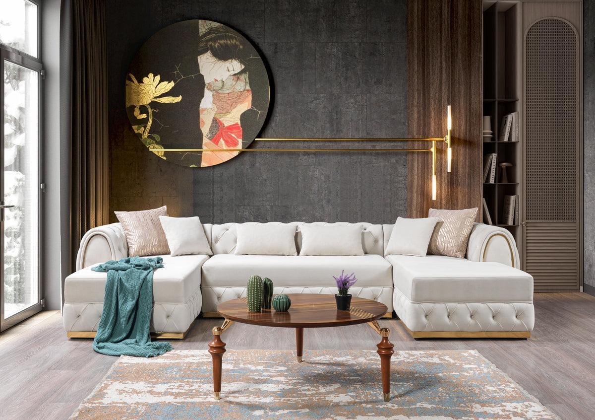 Oprah Ivory Velvet Double Chaise Sectional - Image 2