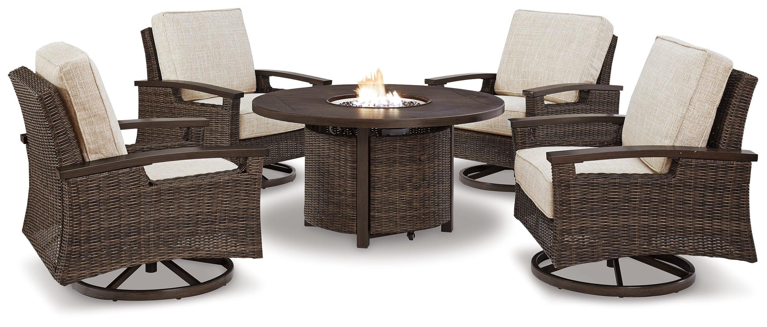 Paradise Medium Brown Trail Outdoor Fire Pit Table And 4 Chairs - Image 2