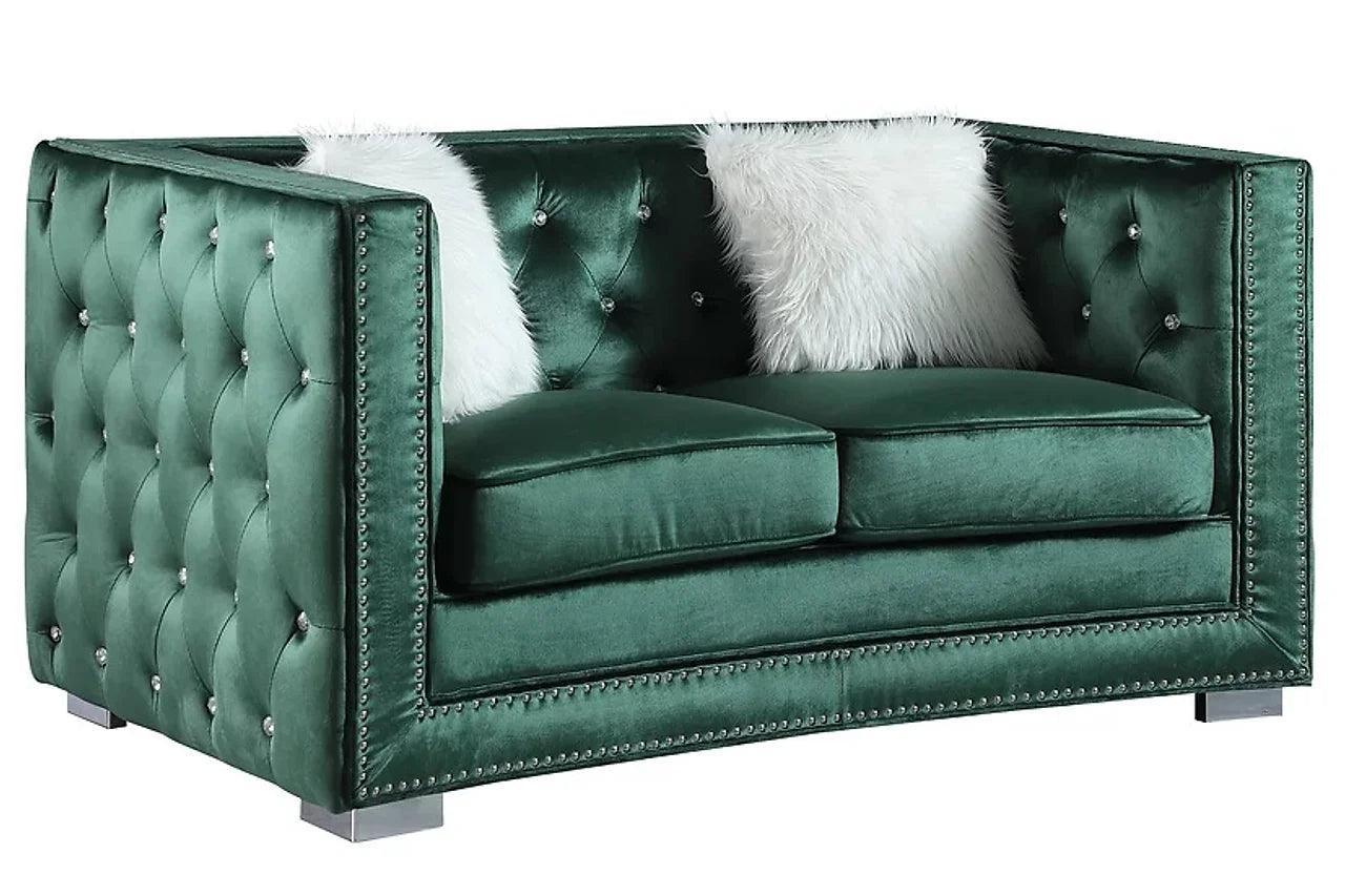 Paris II Green Velvet Tufted 2-Piece Living Room Set - Image 2