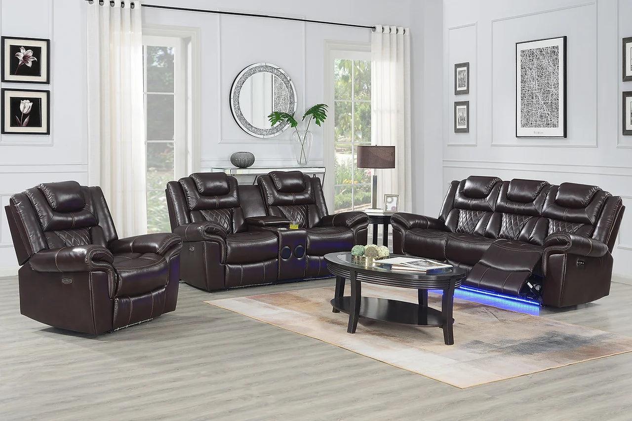 Party Time Brown 3-Piece Power Reclining Set - Image 1
