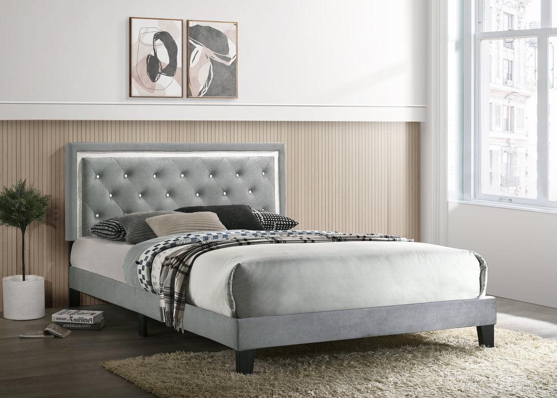 Passion White Velvet Upholstered Tufted Platform Twin Bed - Image 1