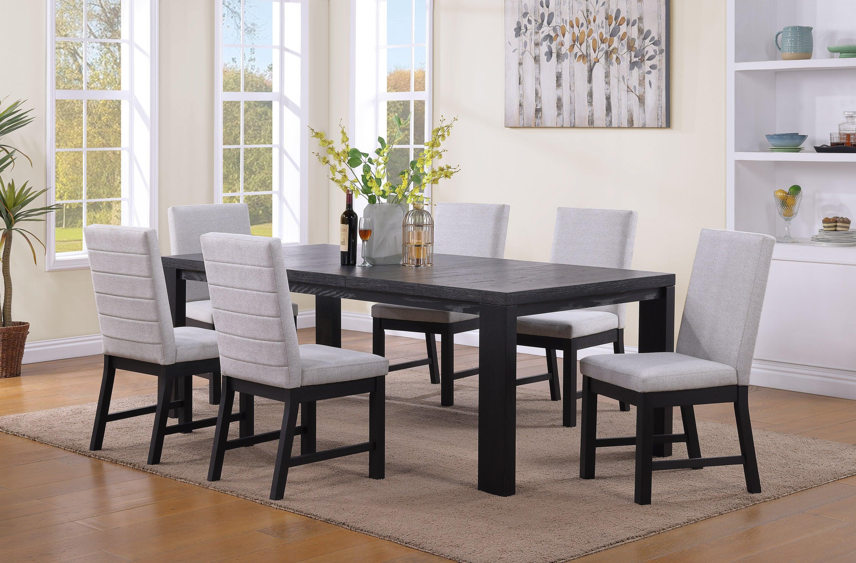 Pelham Black Gray Fabric Upholstered Dining Room Set - Image 2